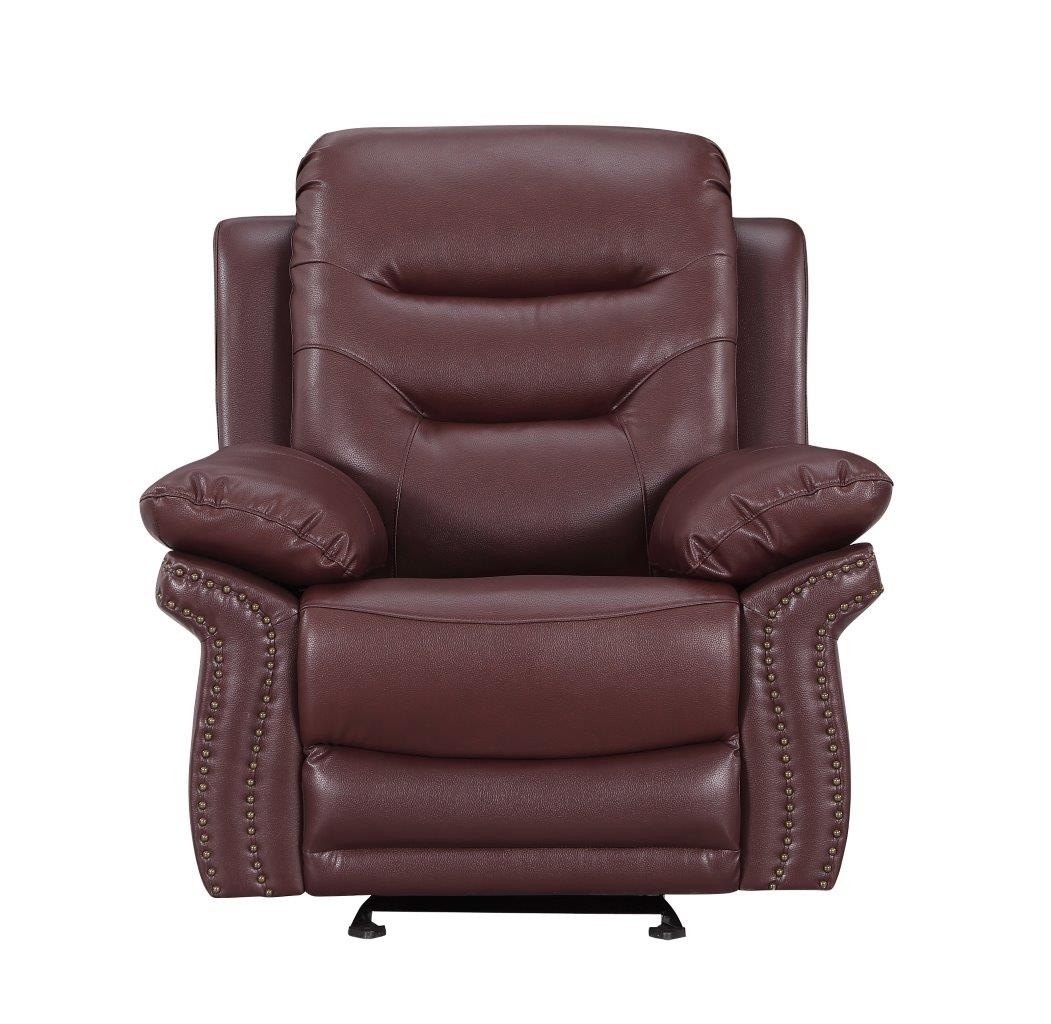 GUF 9392 Sofa Set with Console Loveseat - Burgundy, Leather Air/Match