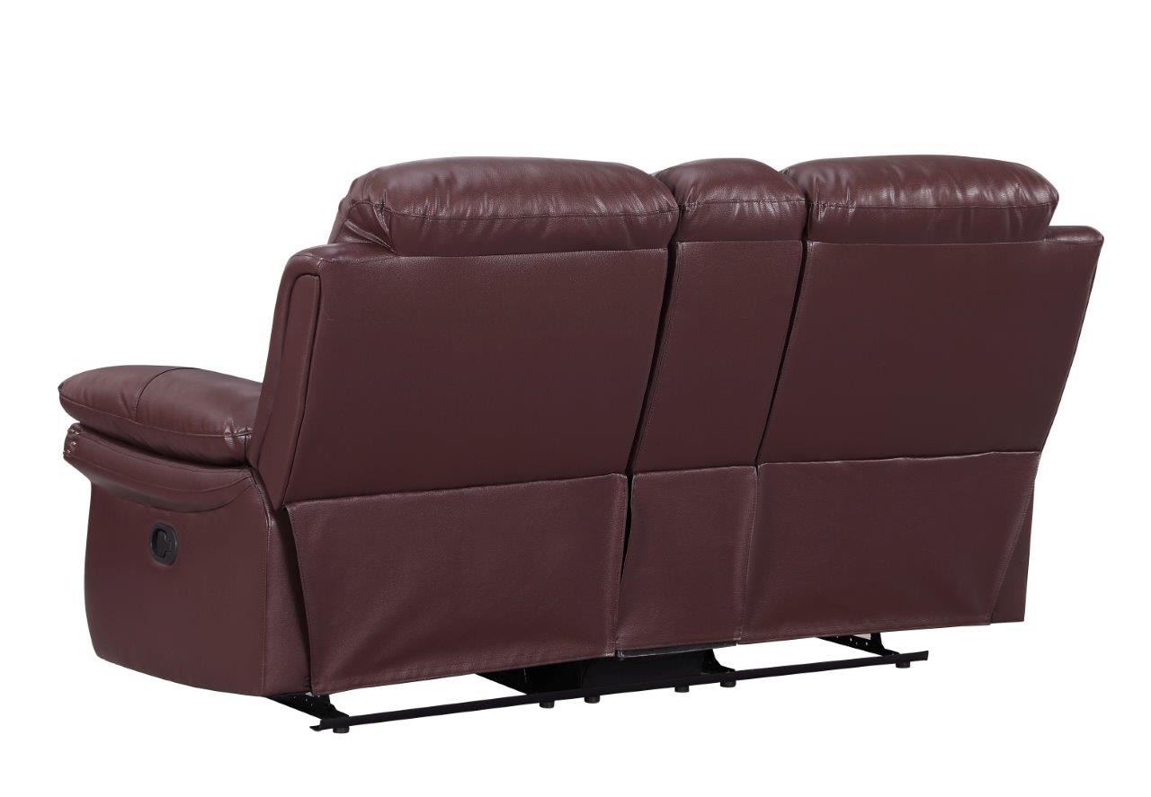 GUF 9392 Sofa Set with Console Loveseat - Burgundy, Leather Air/Match