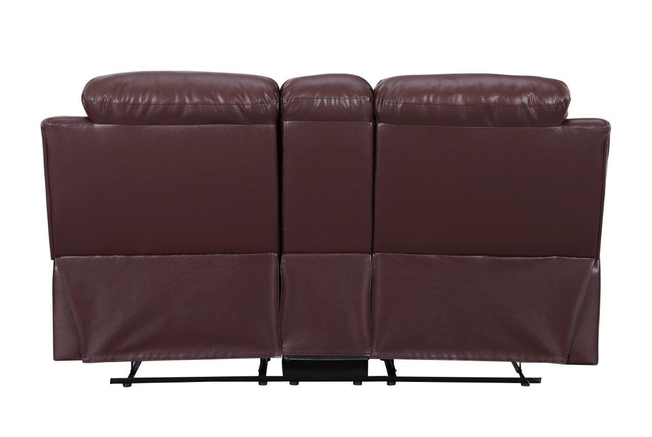GUF 9392 Sofa Set with Console Loveseat - Burgundy, Leather Air/Match