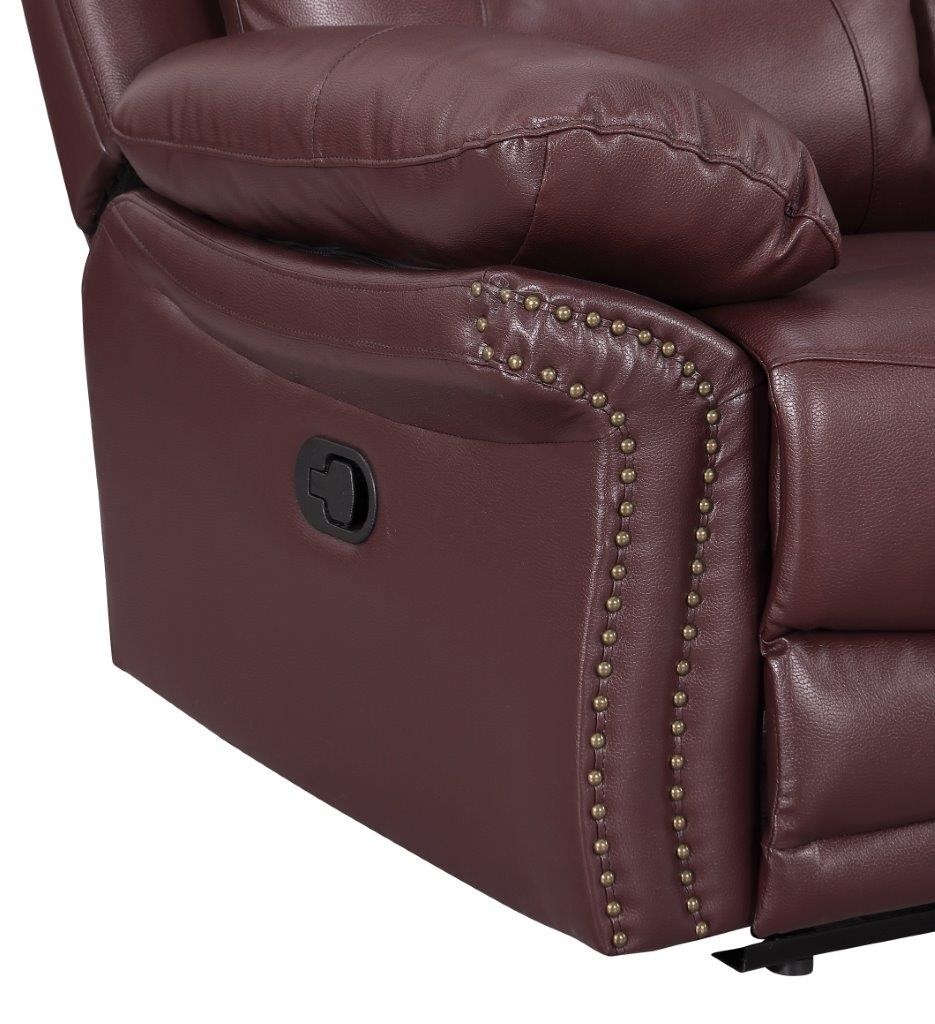 GUF 9392 Sofa Set with Console Loveseat - Burgundy, Leather Air/Match