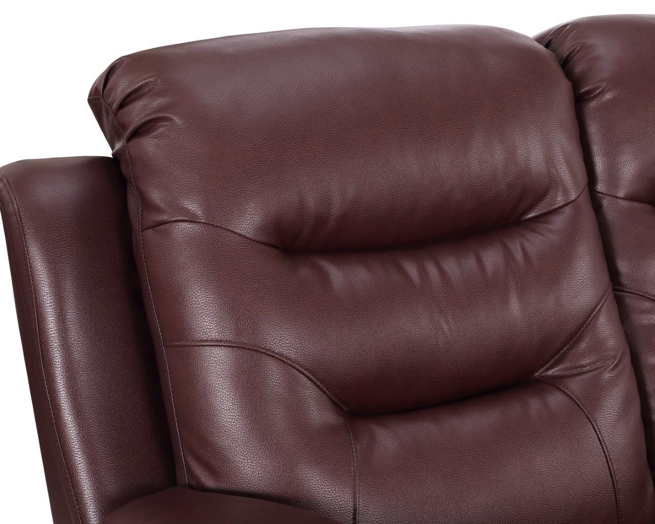 GUF 9392 Sofa Set with Console Loveseat - Burgundy, Leather Air/Match