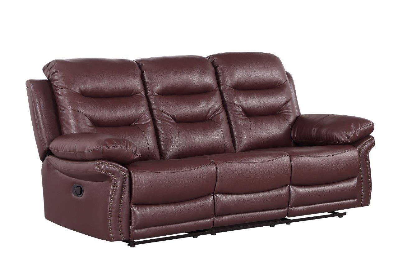 GUF 9392 Sofa Set with Console Loveseat - Burgundy, Leather Air/Match