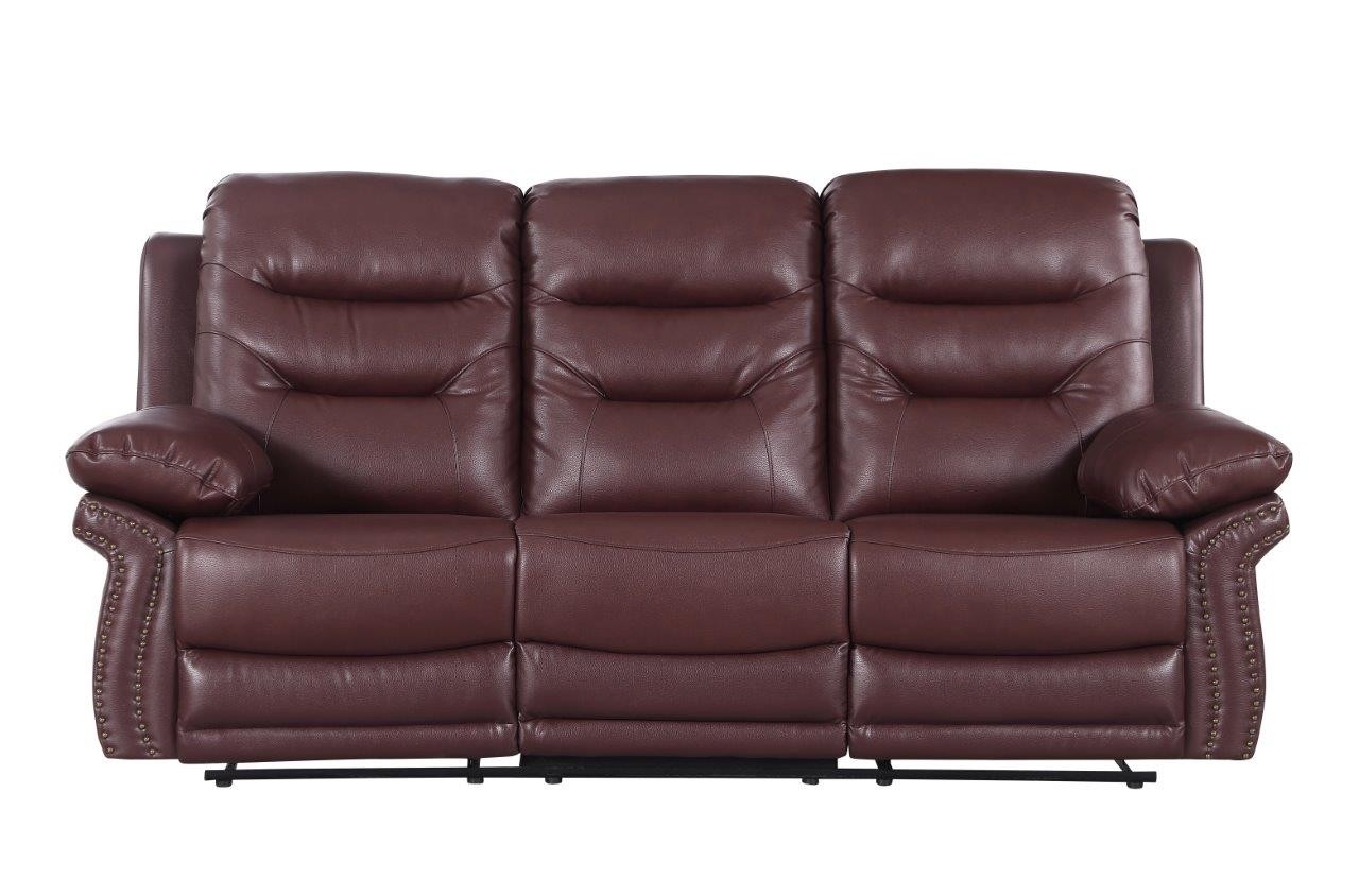 GUF 9392 Sofa Set with Console Loveseat - Burgundy, Leather Air/Match