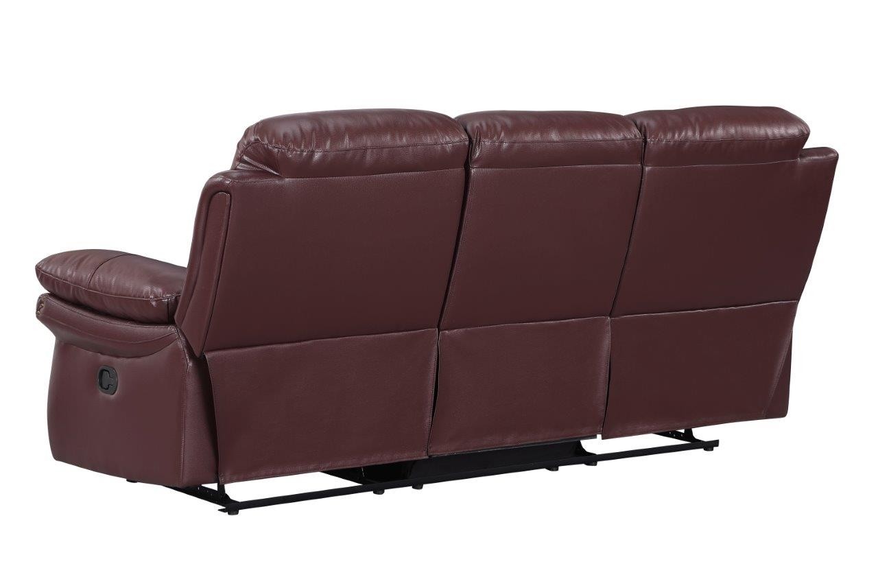 GUF 9392 Sofa Set with Console Loveseat - Burgundy, Leather Air/Match