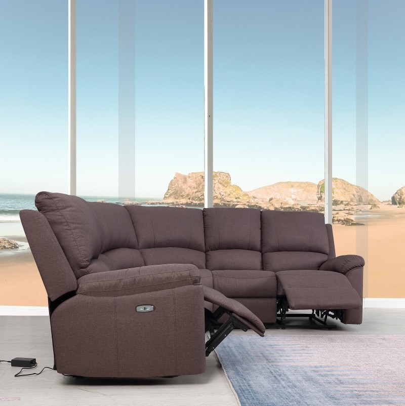 GUF 9241 Sectional with Power Recliners - Brown, Chanille