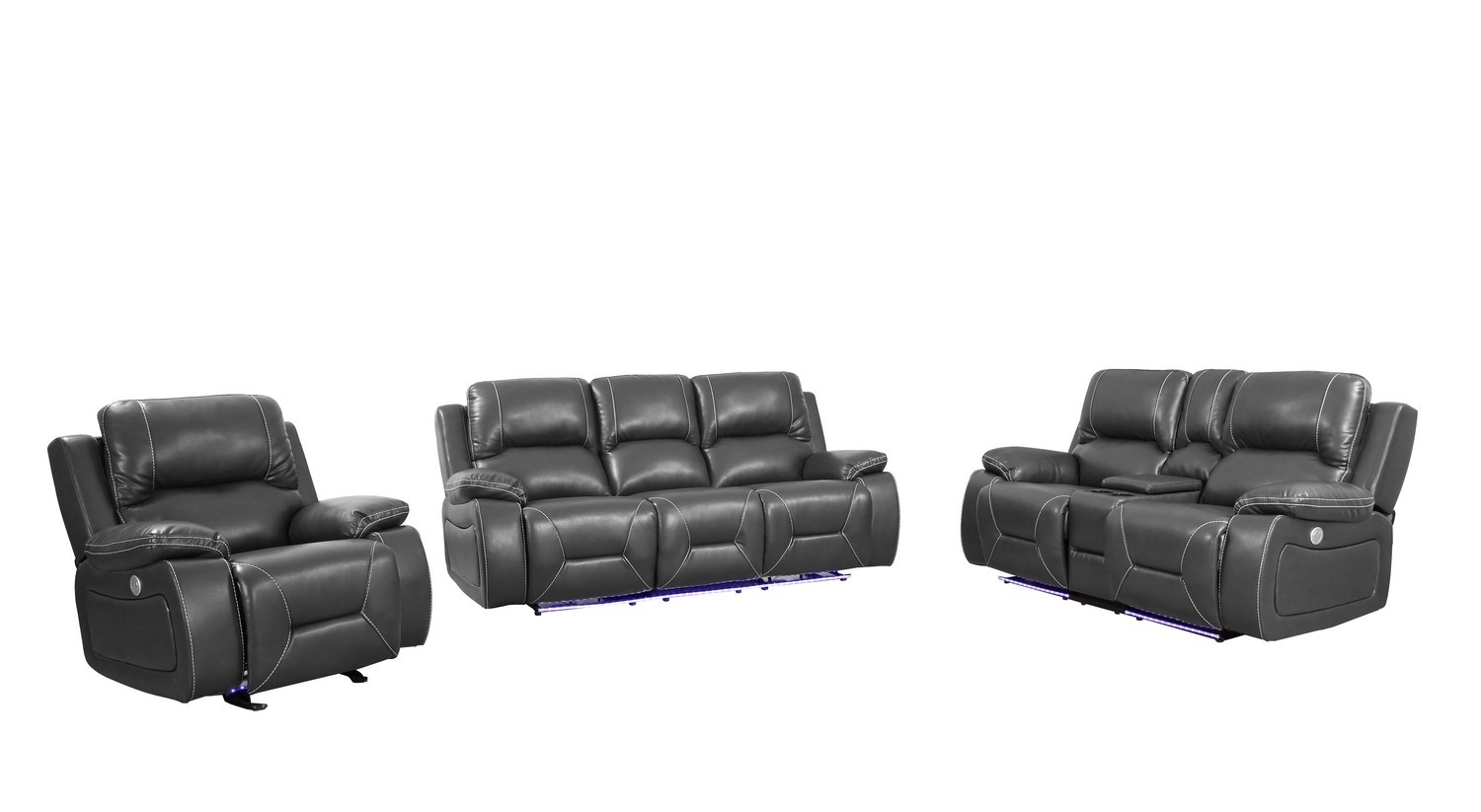 GUF - 9422 Sofa Set in Gray, Leather Air/Match