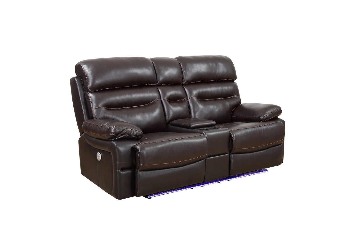 GUF 9442 Power Reclining Console Loveseat - Brown, Leather Air
