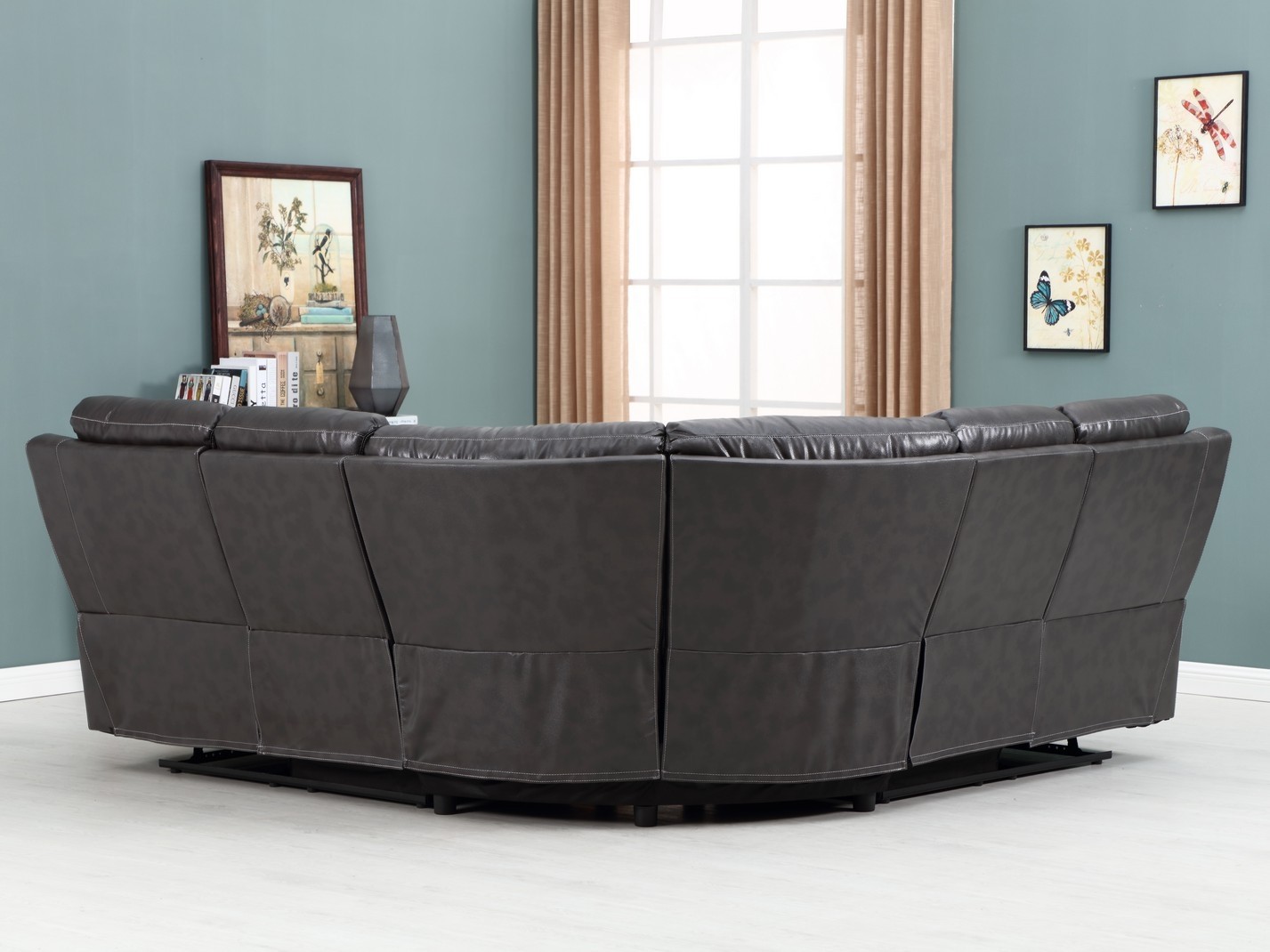 GUF 9443 Sectional - Dark Gray, Leather Air