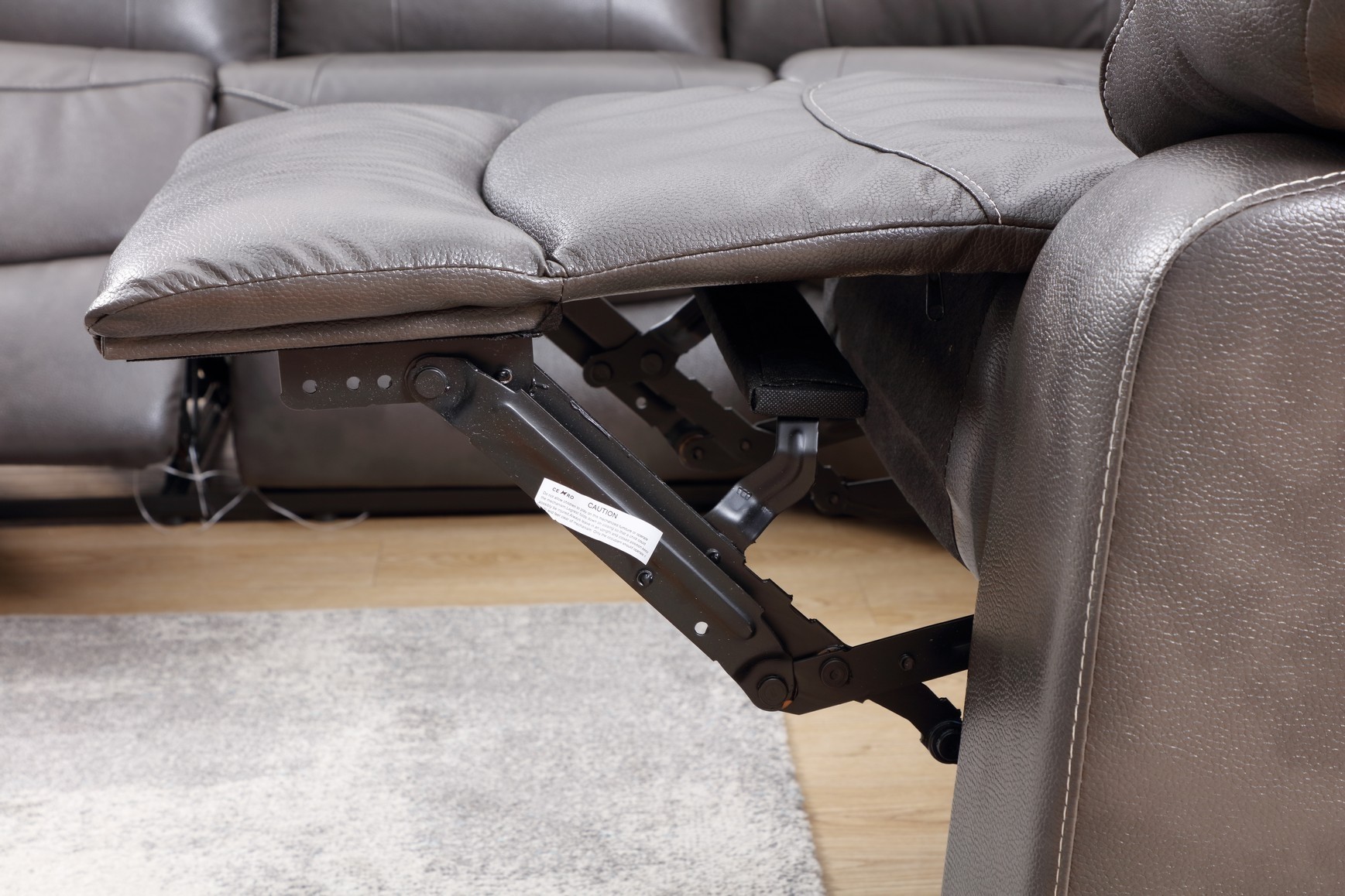 GUF 9443 Sectional with Power Recliners - Dark Gray, Leather Air