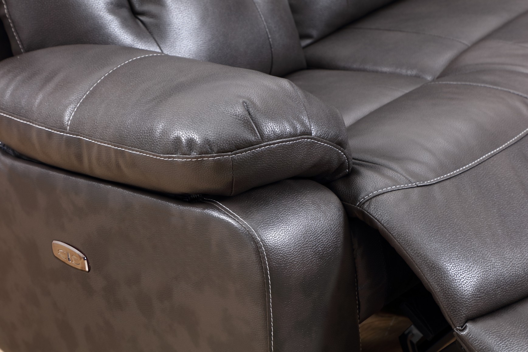 GUF 9443 Sectional with Power Recliners - Dark Gray, Leather Air