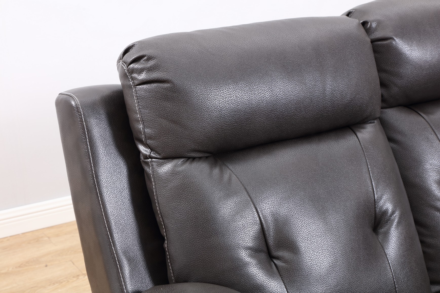 GUF 9443 Sectional with Power Recliners - Dark Gray, Leather Air