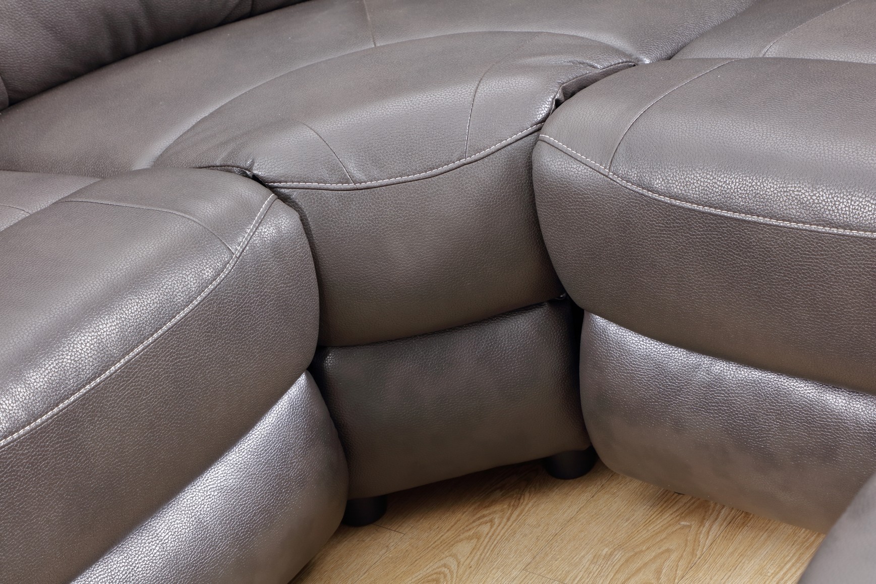 GUF 9443 Sectional with Power Recliners - Dark Gray, Leather Air