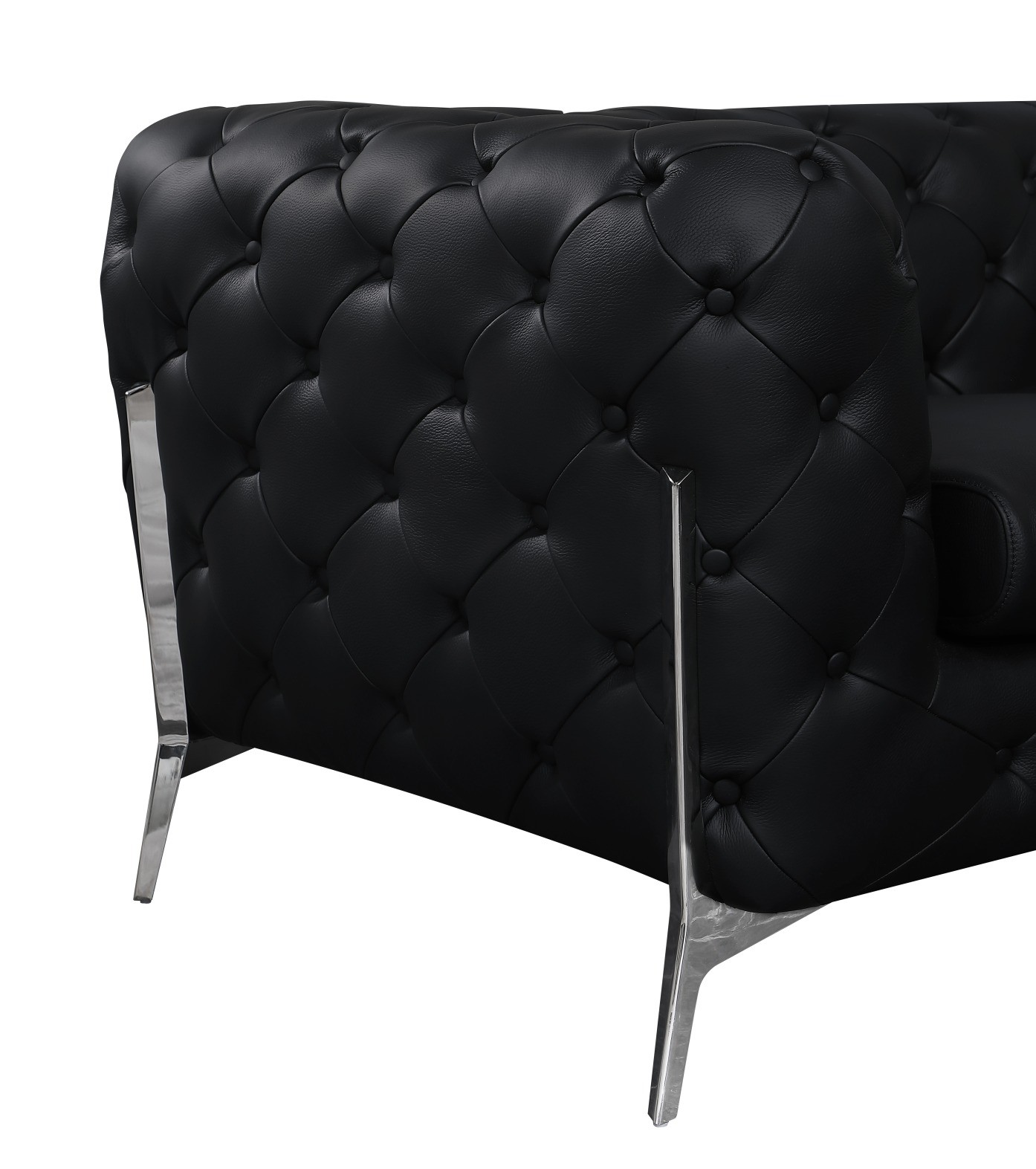 GUF 970 Sofa with 2 Chair Set - Black, Genuine Leather