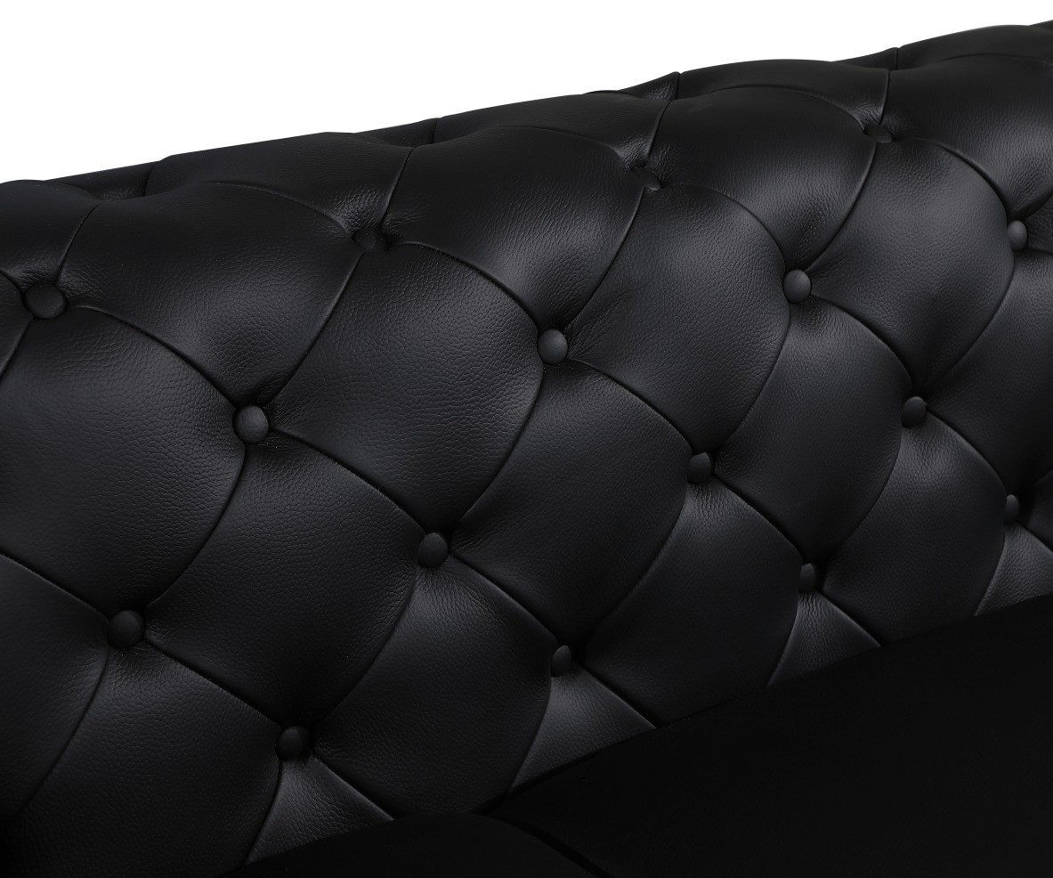 GUF 970 Sofa with 2 Chair Set - Black, Genuine Leather