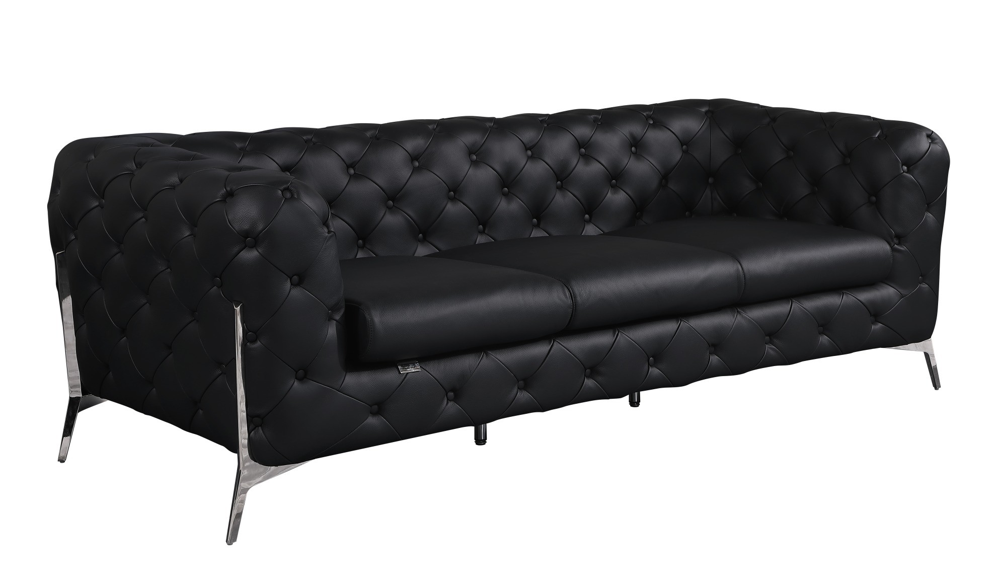 GUF 970 Sofa with 2 Chair Set - Black, Genuine Leather
