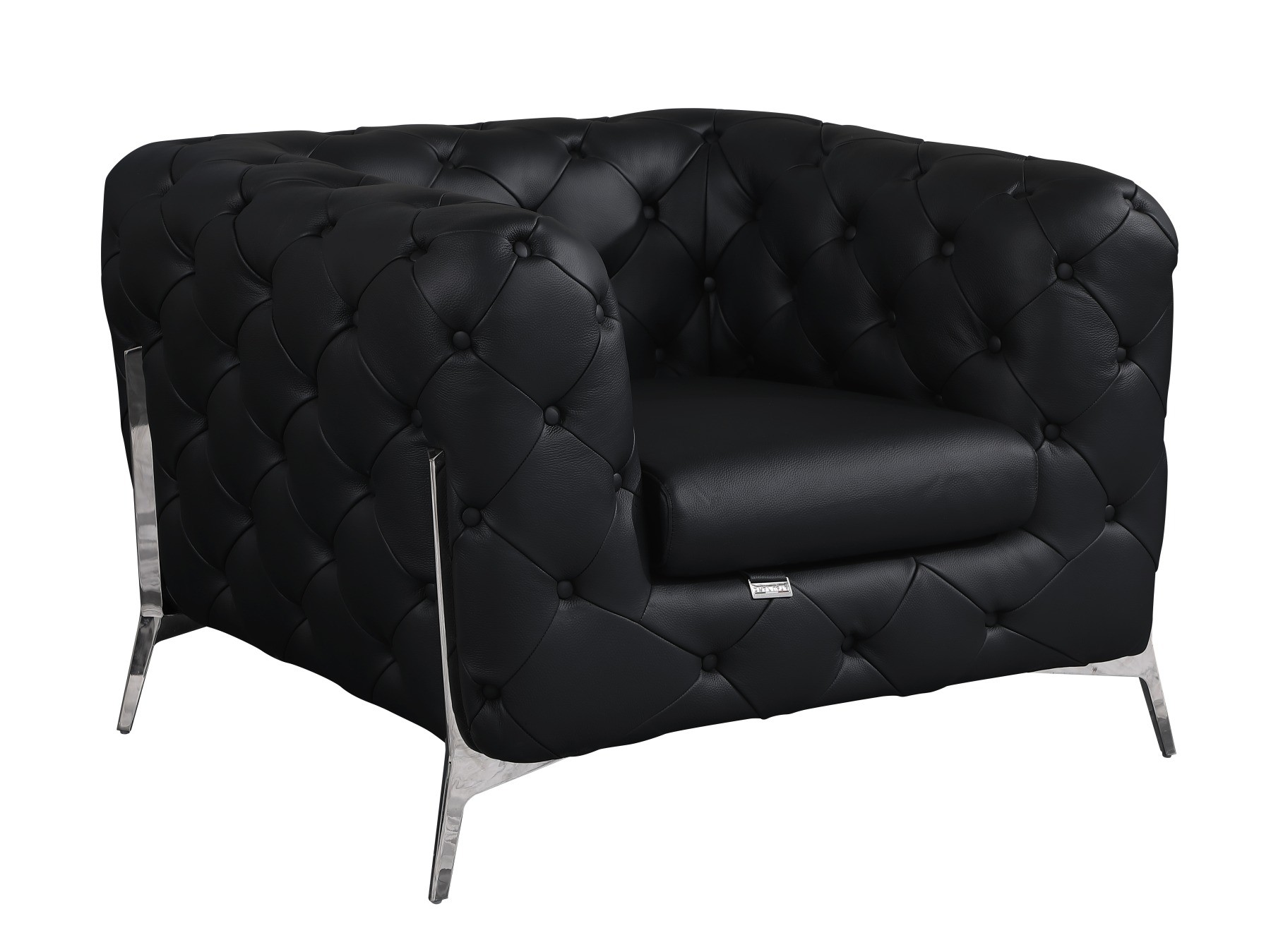 GUF 970 Sofa with 2 Chair Set - Black, Genuine Leather