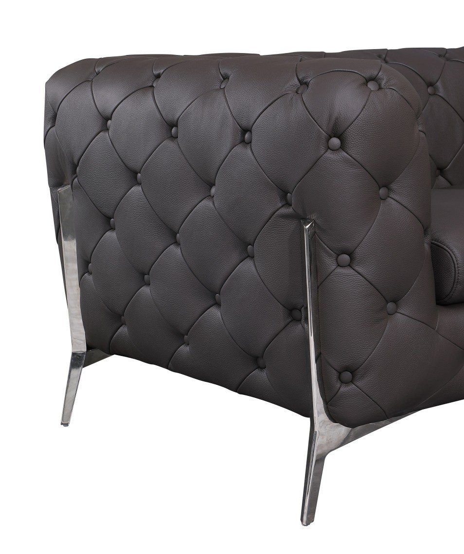 GUF 970 Sofa with 2 Chair Set - Brown, Genuine Leather