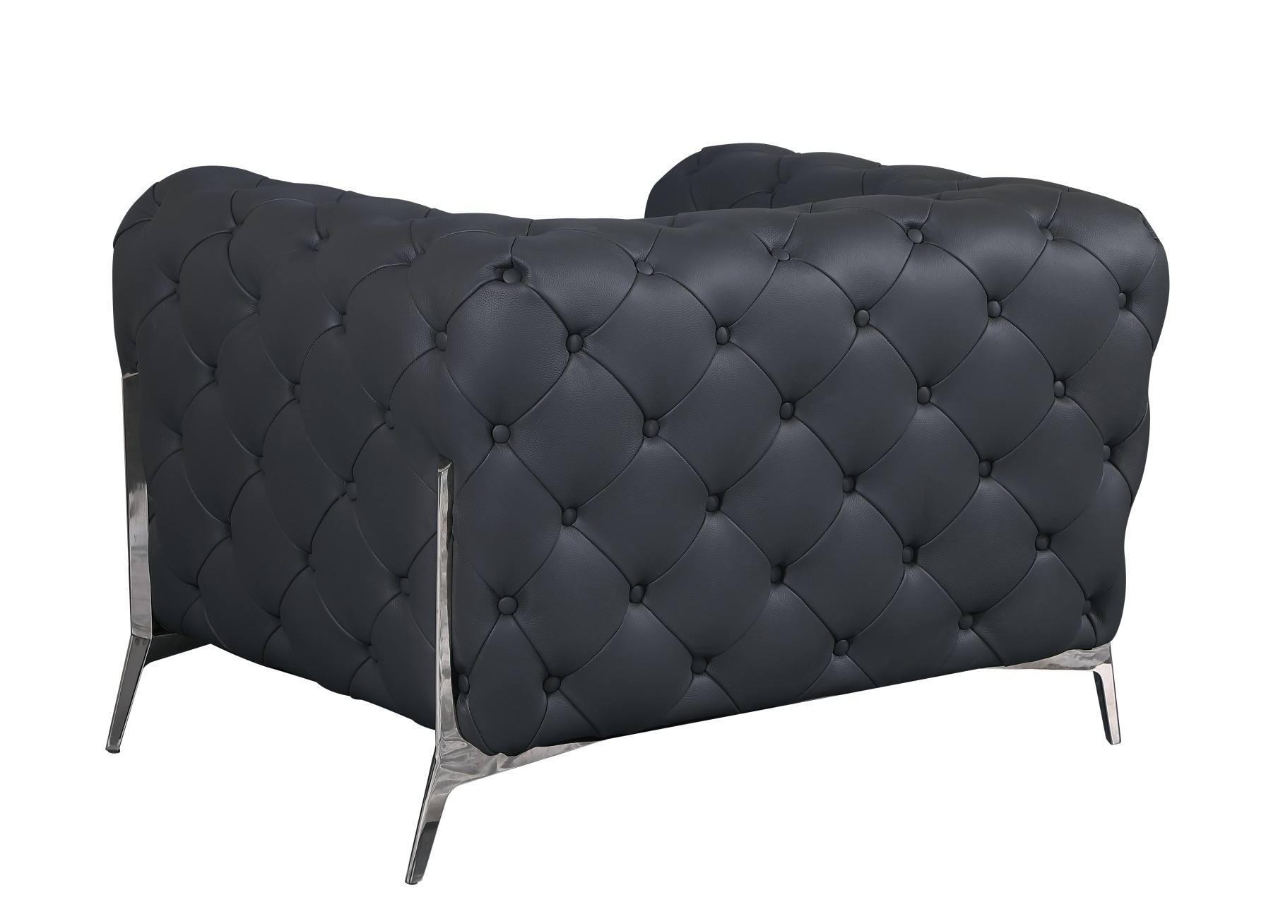 GUF 970 Sofa with 2 Chair Set - Dark Gray, Genuine Leather