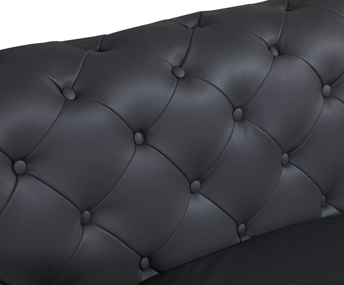 GUF 970 Sofa with 2 Chair Set - Dark Gray, Genuine Leather