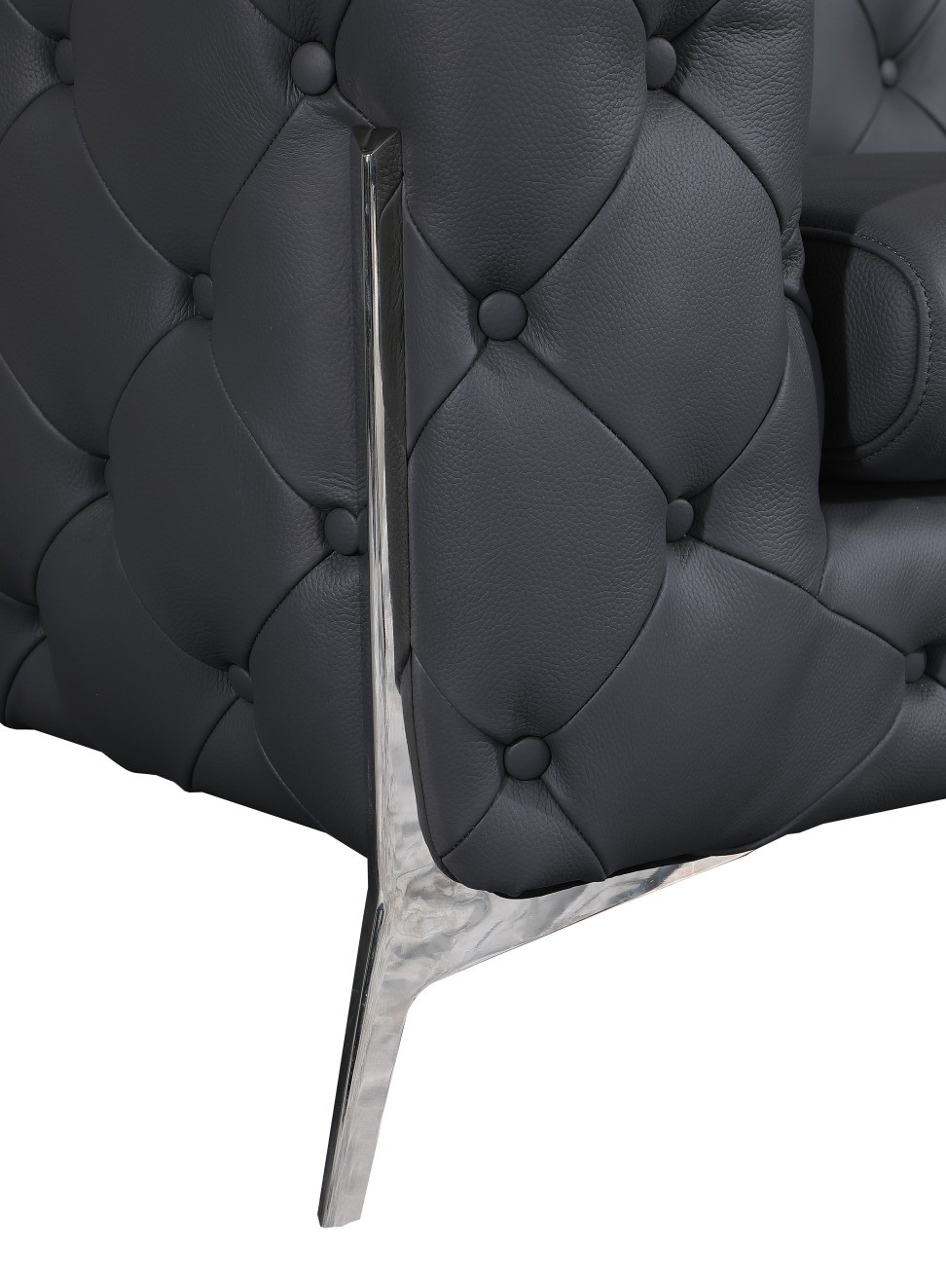 GUF 970 Sofa with 2 Chair Set - Dark Gray, Genuine Leather