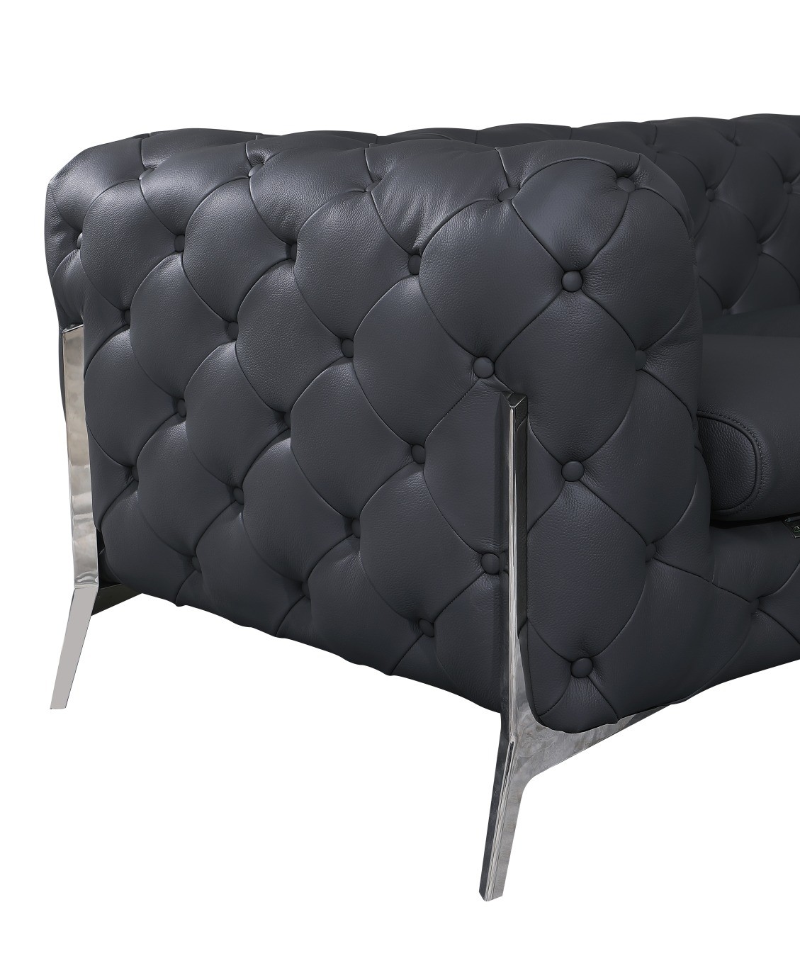 GUF 970 Sofa with 2 Chair Set - Dark Gray, Genuine Leather