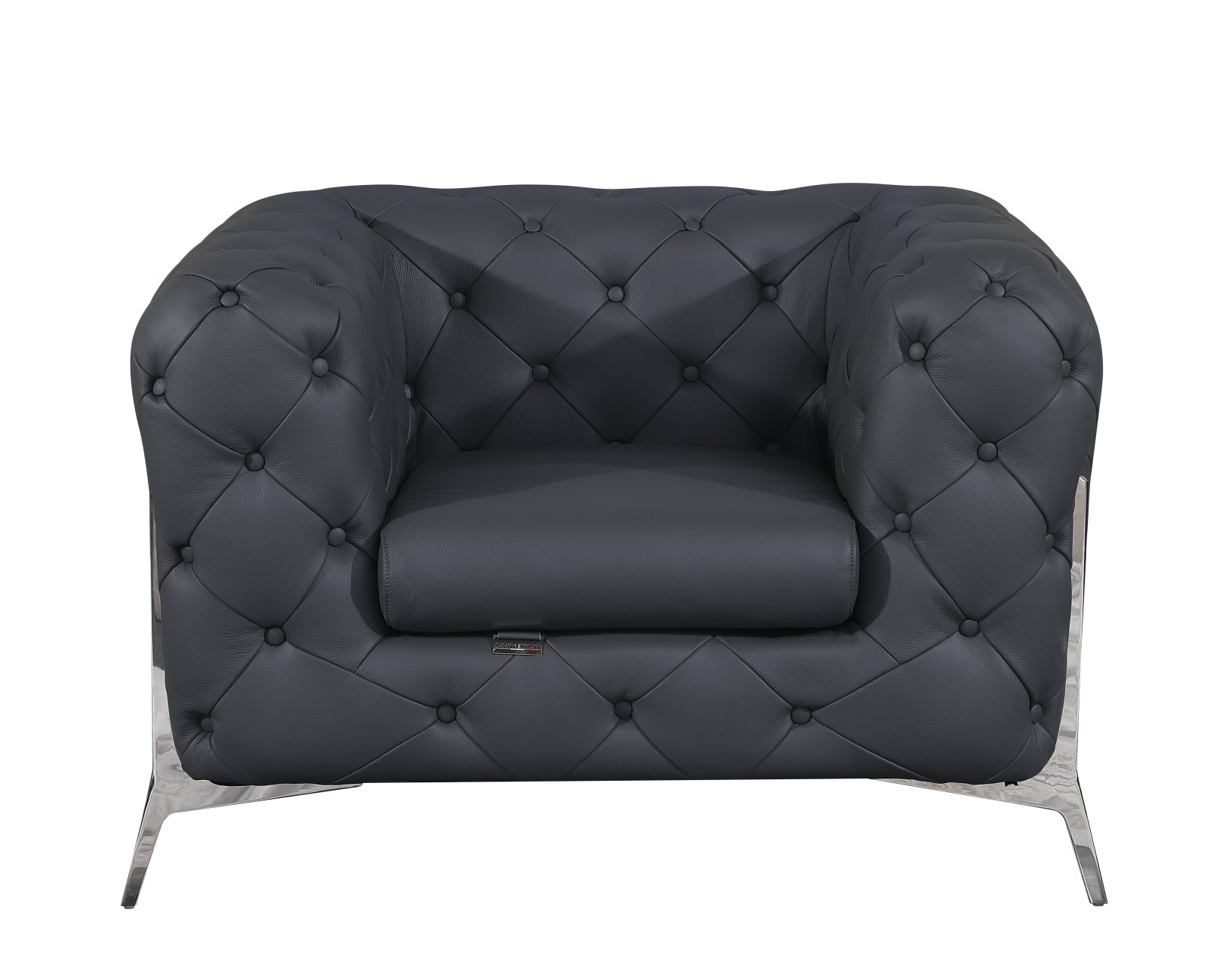 GUF 970 Sofa with 2 Chair Set - Dark Gray, Genuine Leather