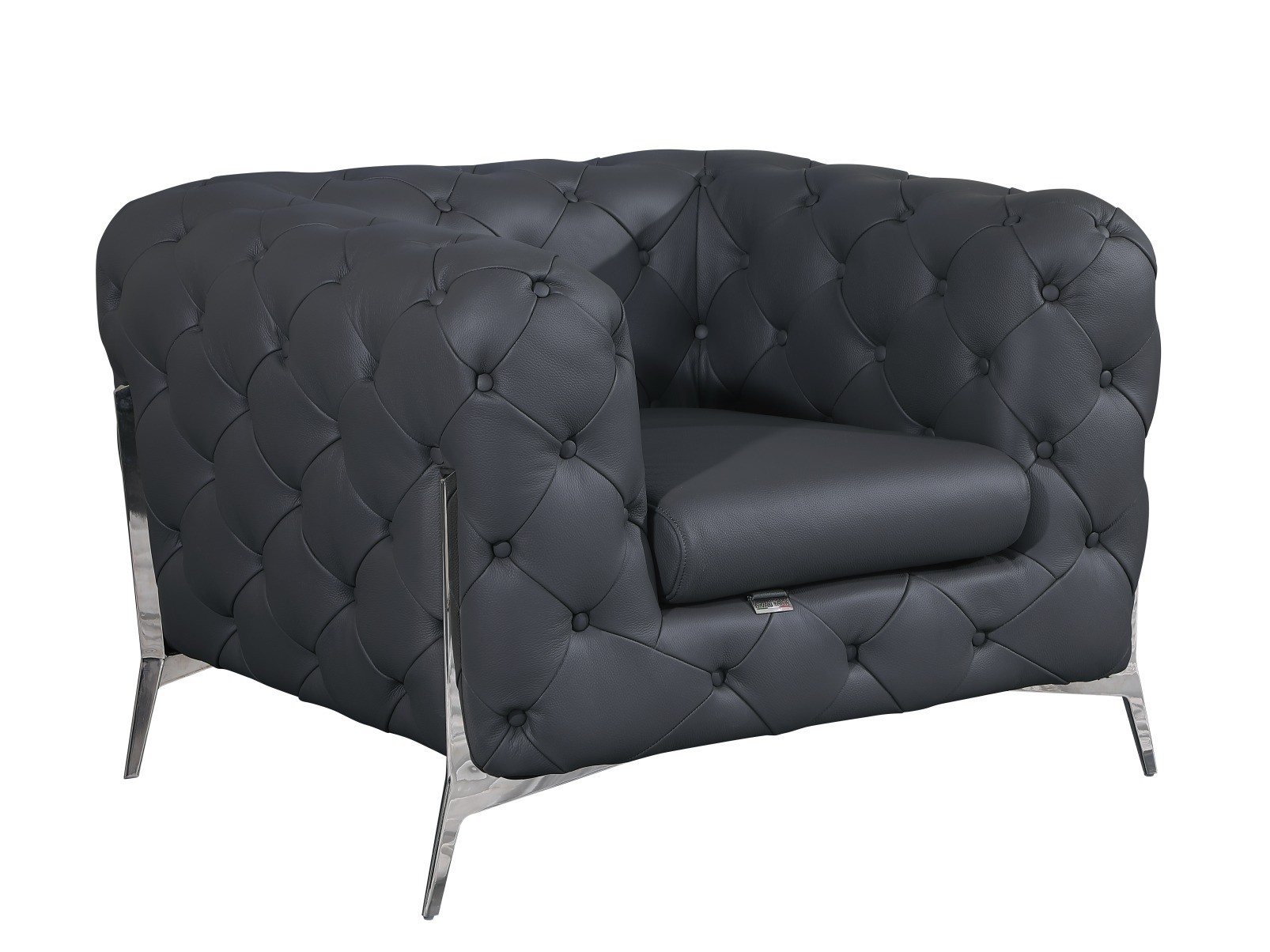 GUF 970 Sofa with 2 Chair Set - Dark Gray, Genuine Leather