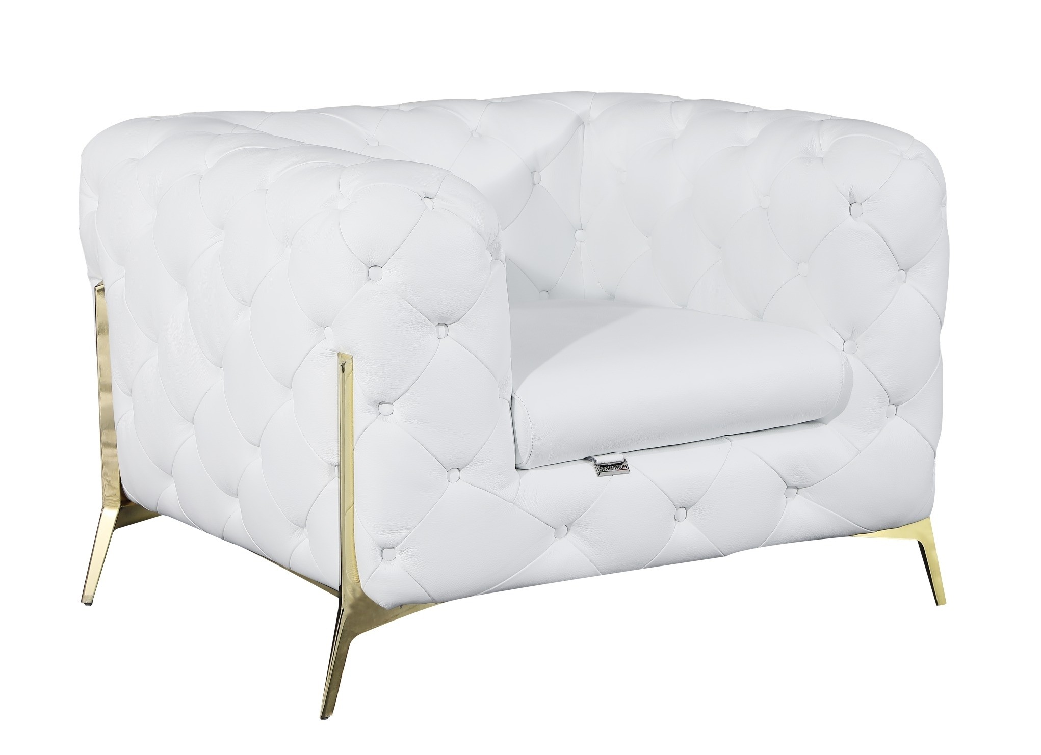 GUF 970 Sofa with 2 Chair Set - White, Genuine Leather