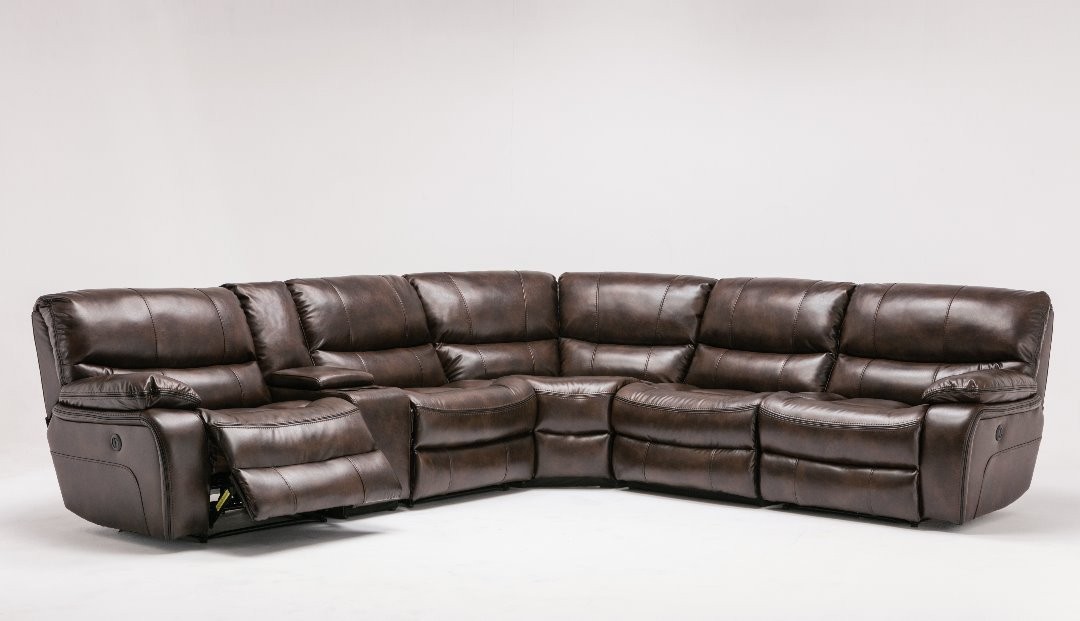 GUF - 9931 Sectional With Power Recliners in Dark Brown, Leather Air/Match