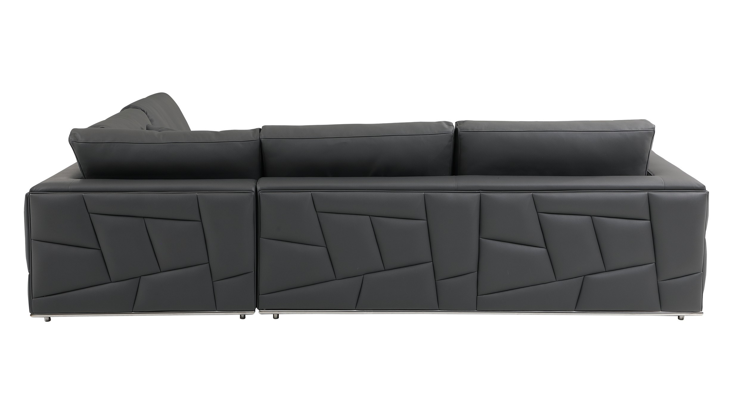 GUF 998 Right Facing Sectional Sofa - Dark Gray, Genuine Italian Leather