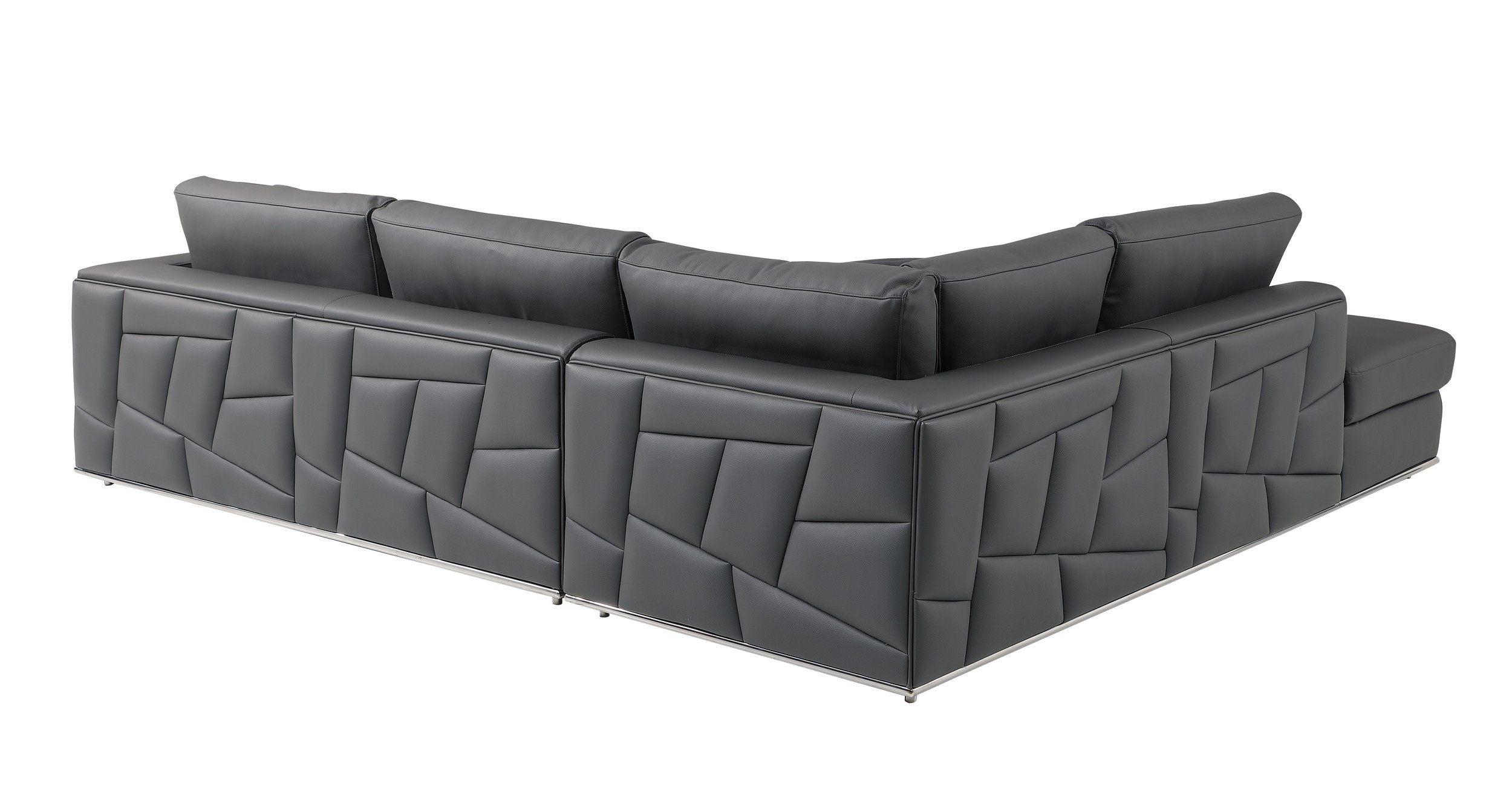 GUF 998 Left Facing Sectional - Dark Gray, Genuine Italian Leather
