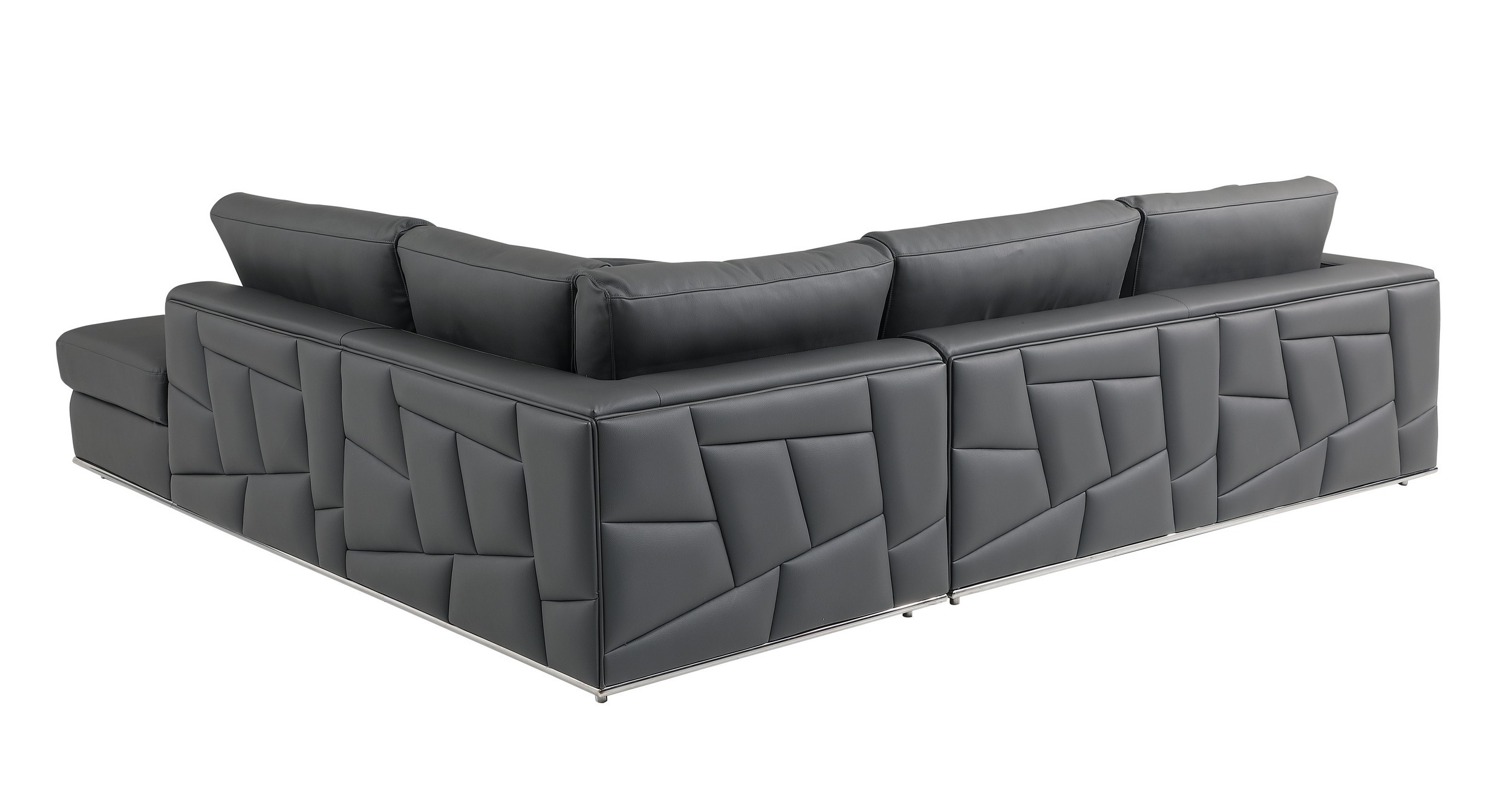 GUF 998 Right Facing Sectional Sofa - Dark Gray, Genuine Italian Leather