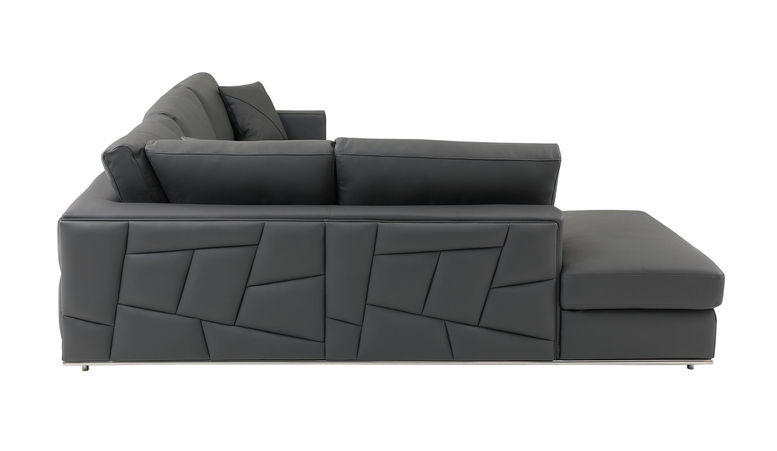 GUF 998 Left Facing Sectional - Dark Gray, Genuine Italian Leather