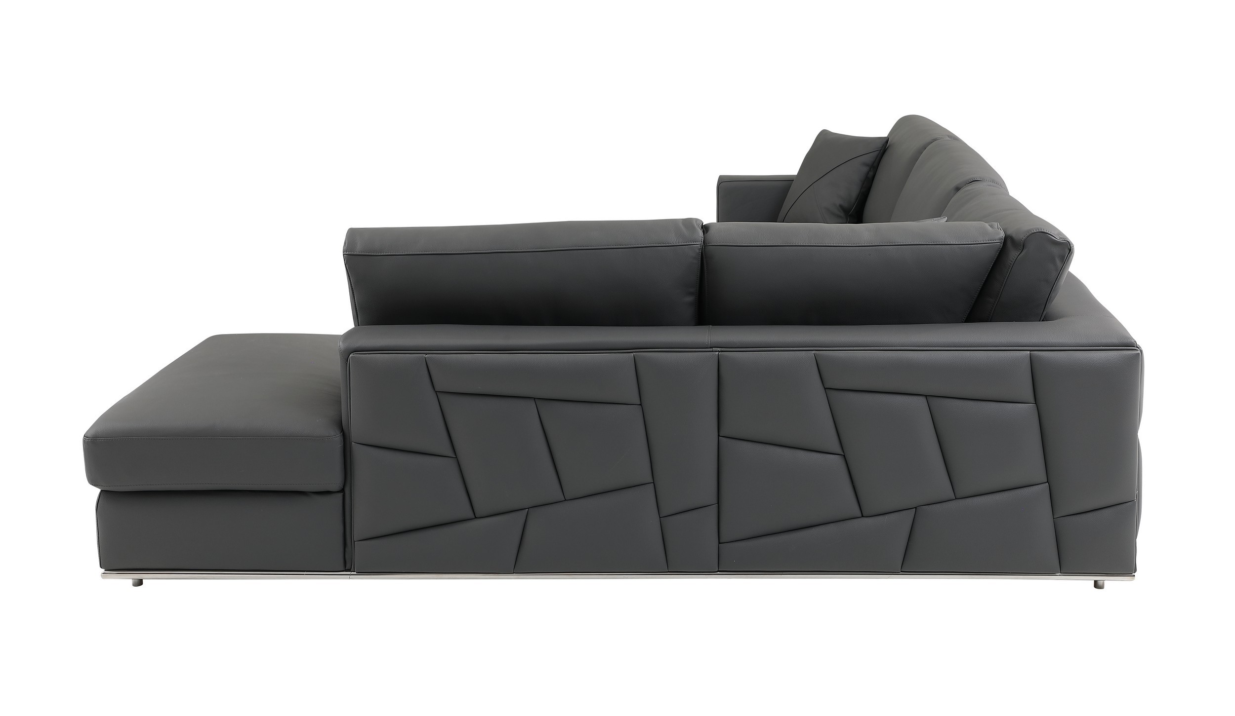 GUF 998 Right Facing Sectional Sofa - Dark Gray, Genuine Italian Leather
