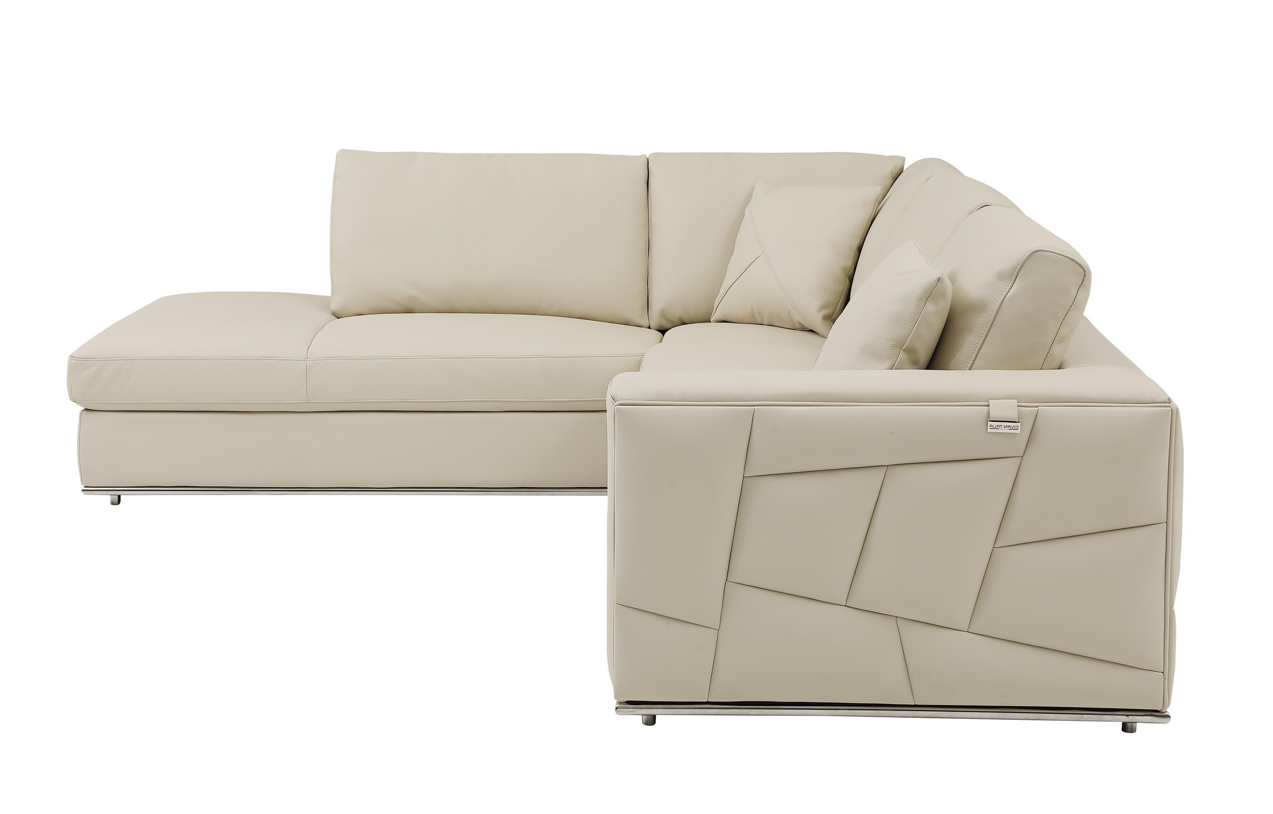 GUF 998 Left Facing Sectional - Cream, Genuine Italian Leather