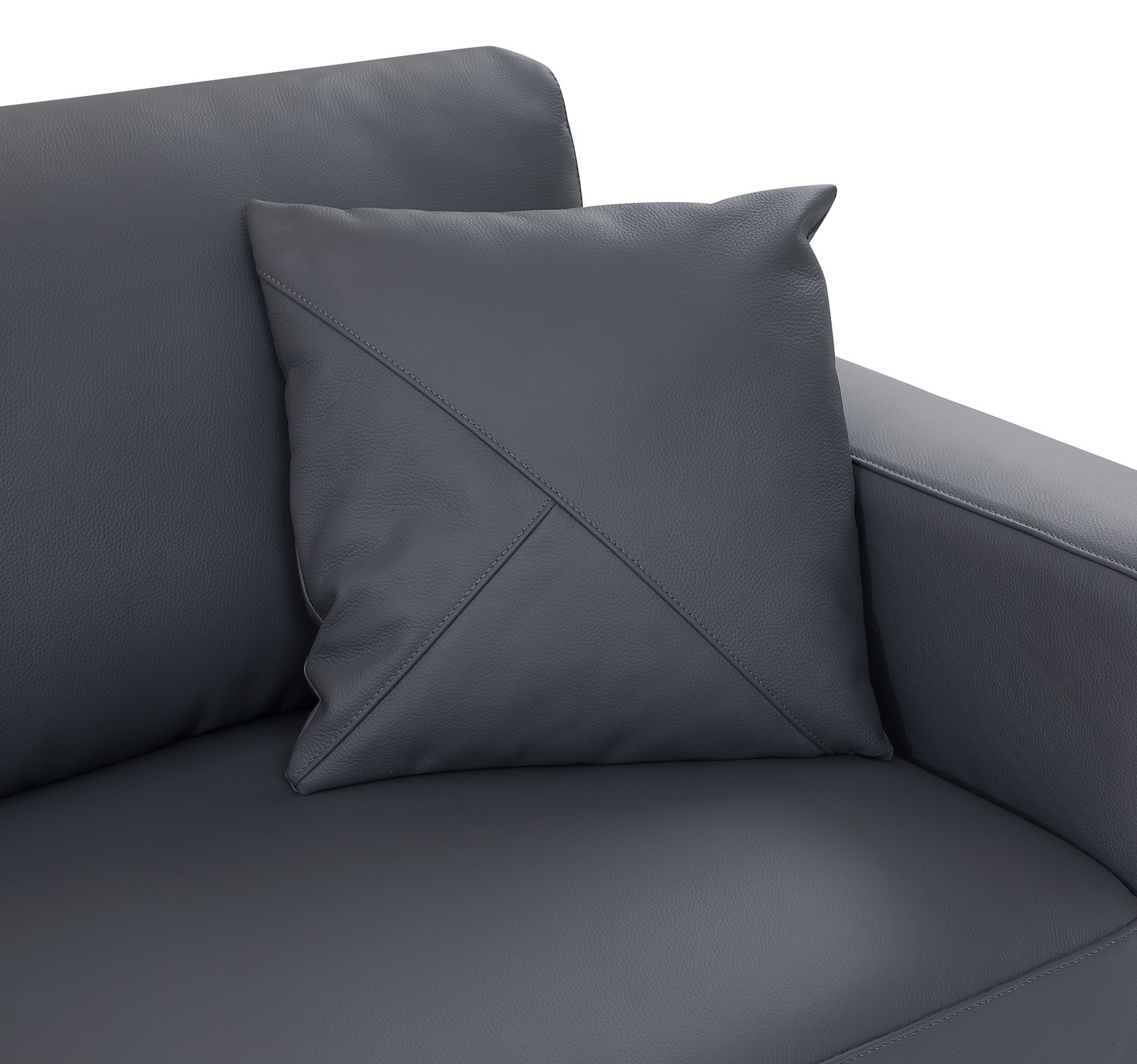 GUF 998 Left Facing Sectional - Dark Gray, Genuine Italian Leather