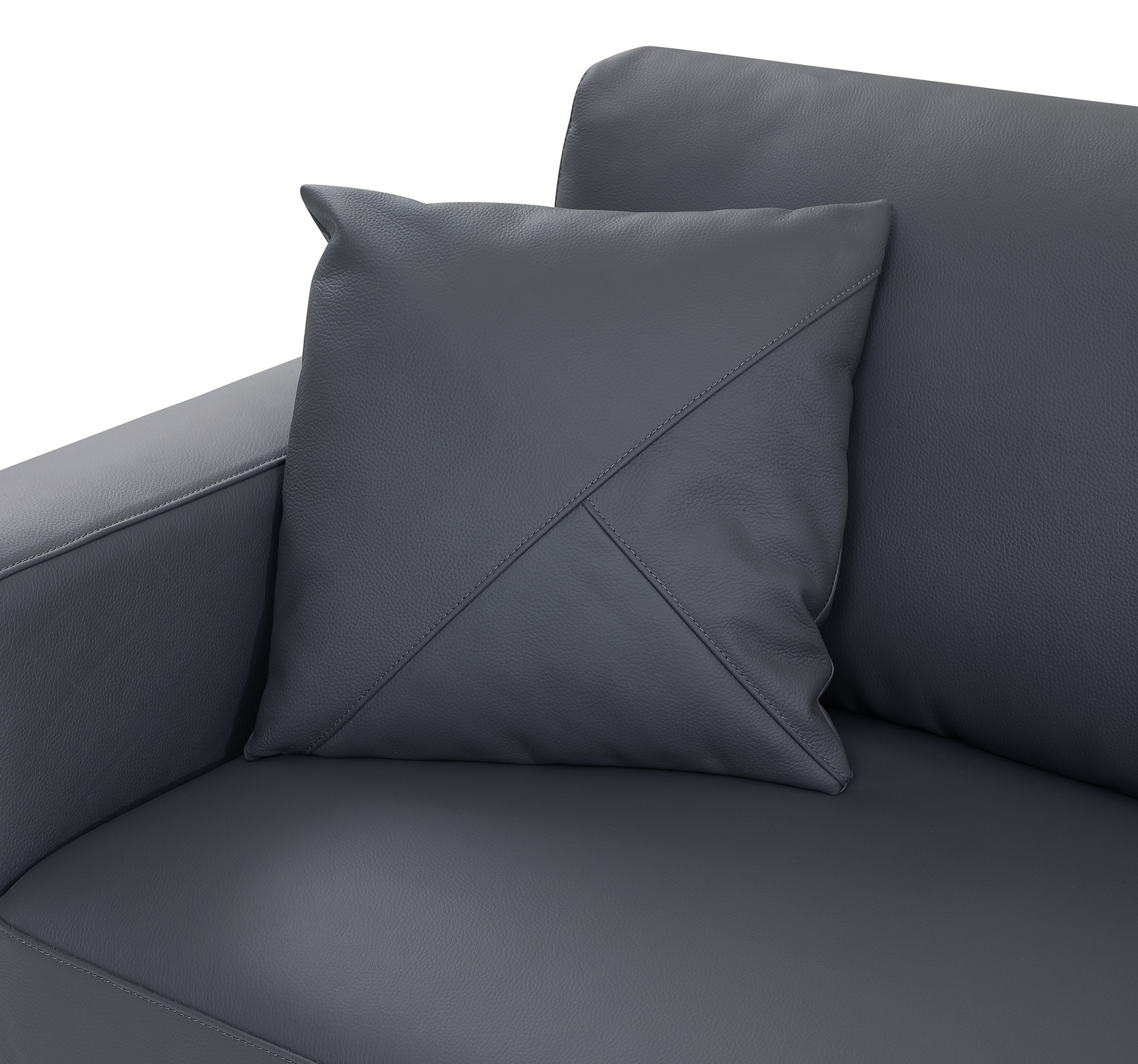 GUF 998 Right Facing Sectional Sofa - Dark Gray, Genuine Italian Leather
