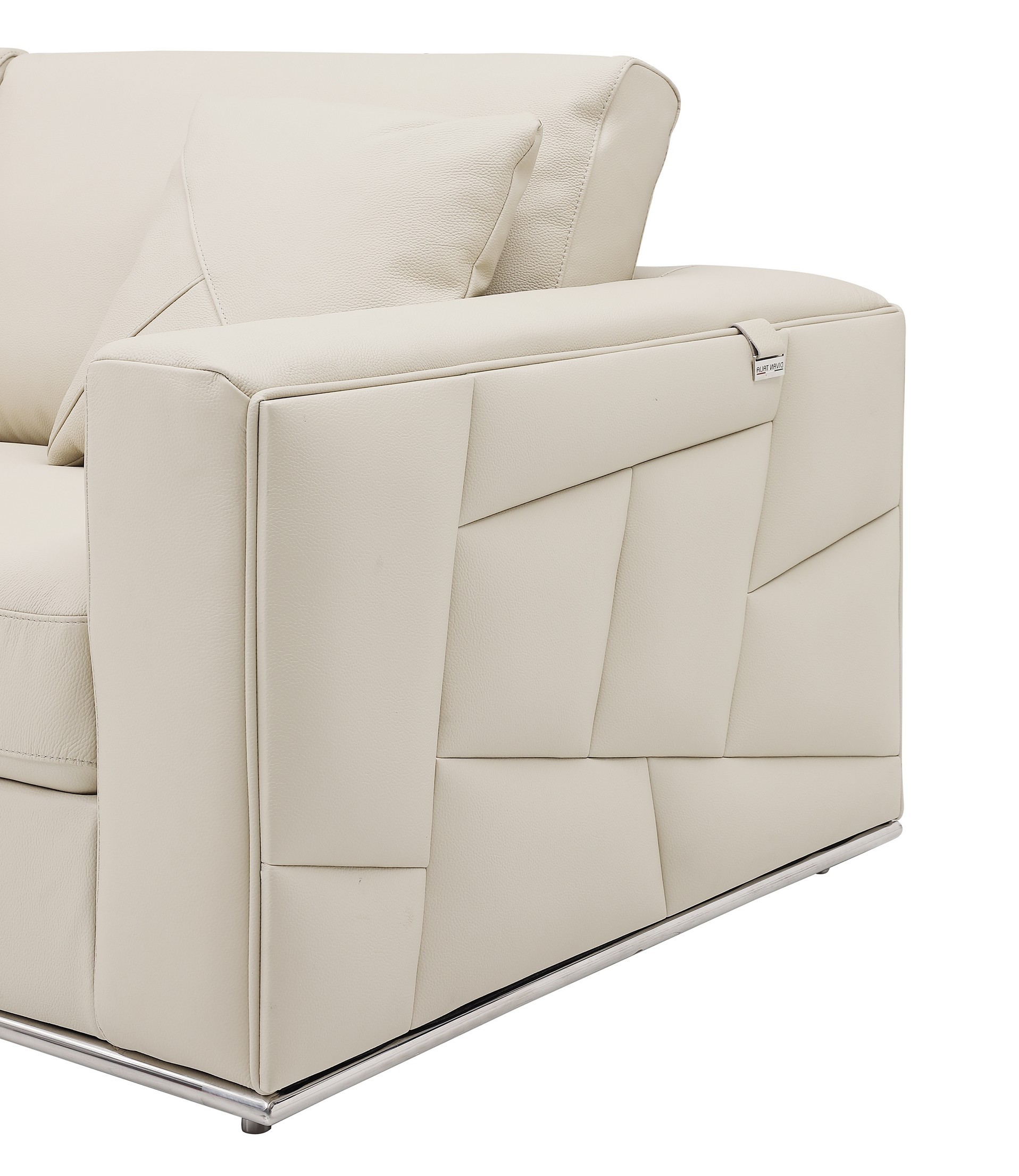 GUF 998 Left Facing Sectional - Cream, Genuine Italian Leather