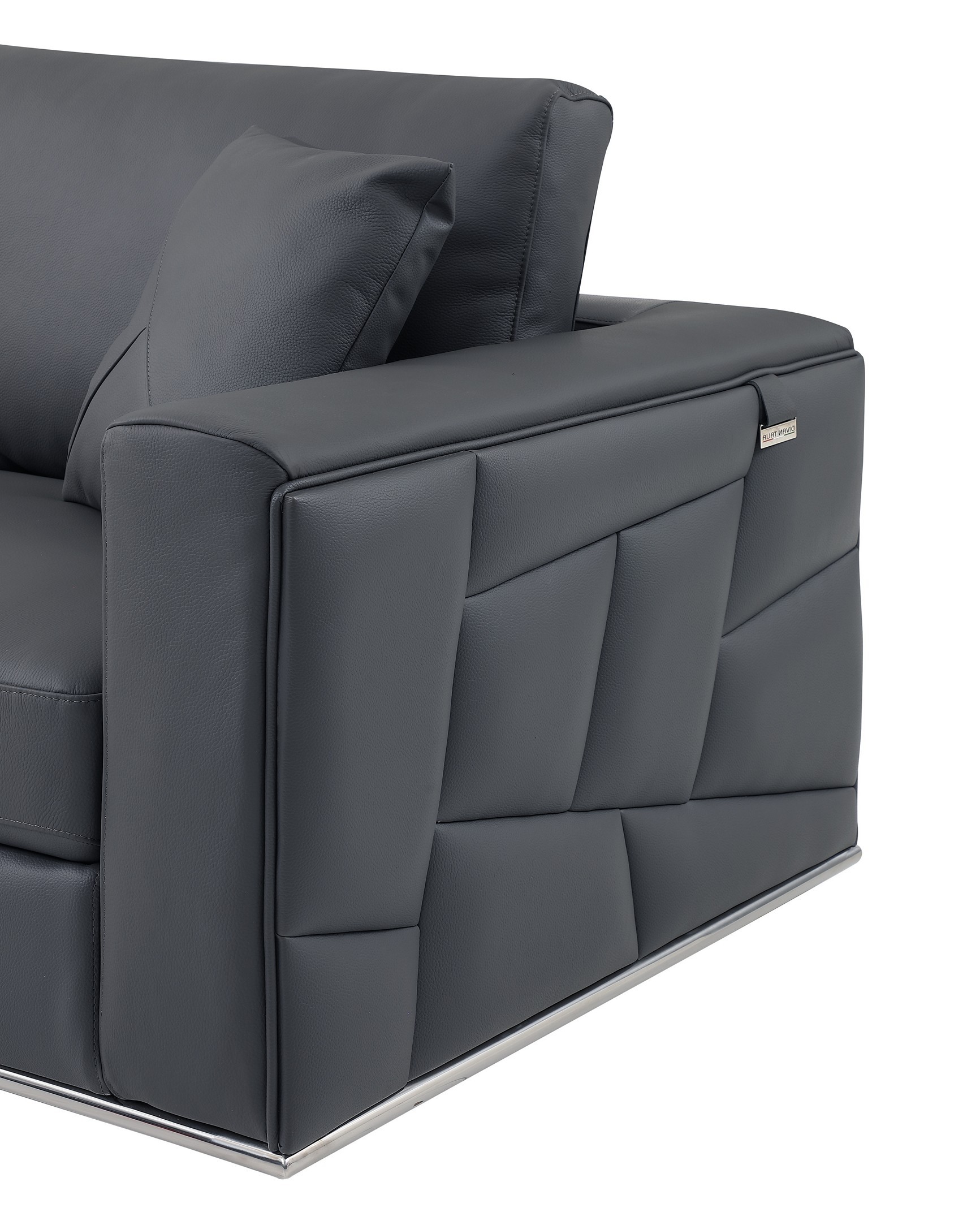 GUF 998 Left Facing Sectional - Dark Gray, Genuine Italian Leather