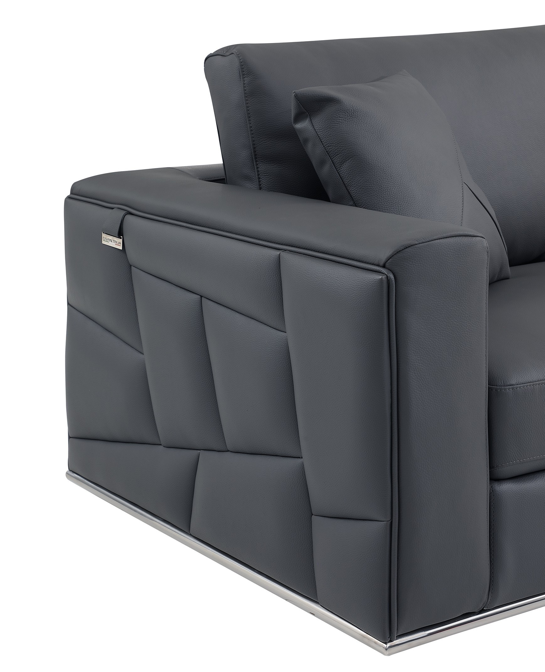 GUF 998 Right Facing Sectional Sofa - Dark Gray, Genuine Italian Leather