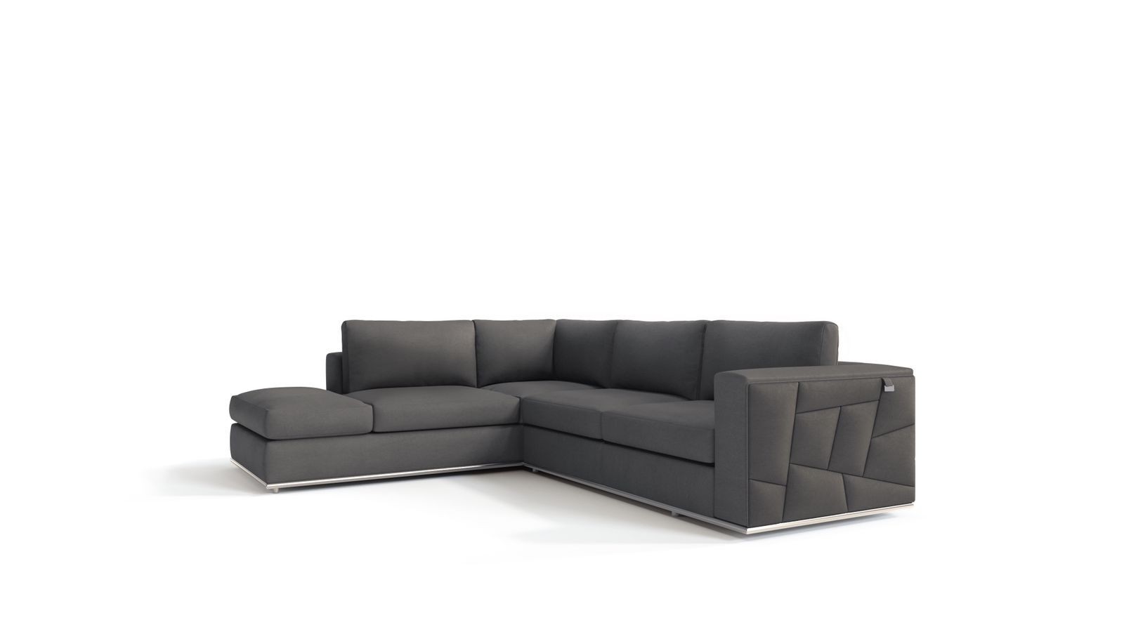 GUF 998 Left Facing Sectional - Dark Gray, Genuine Italian Leather