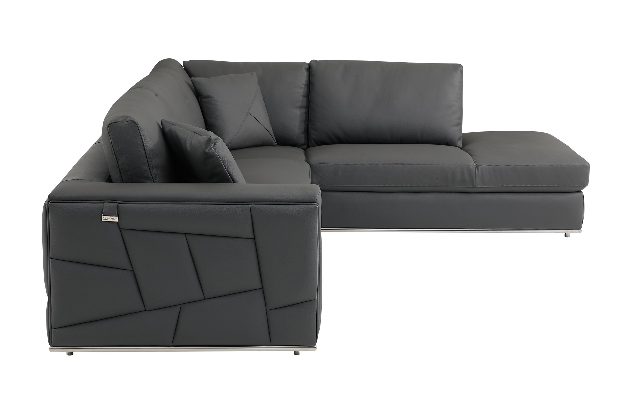 GUF 998 Right Facing Sectional Sofa - Dark Gray, Genuine Italian Leather