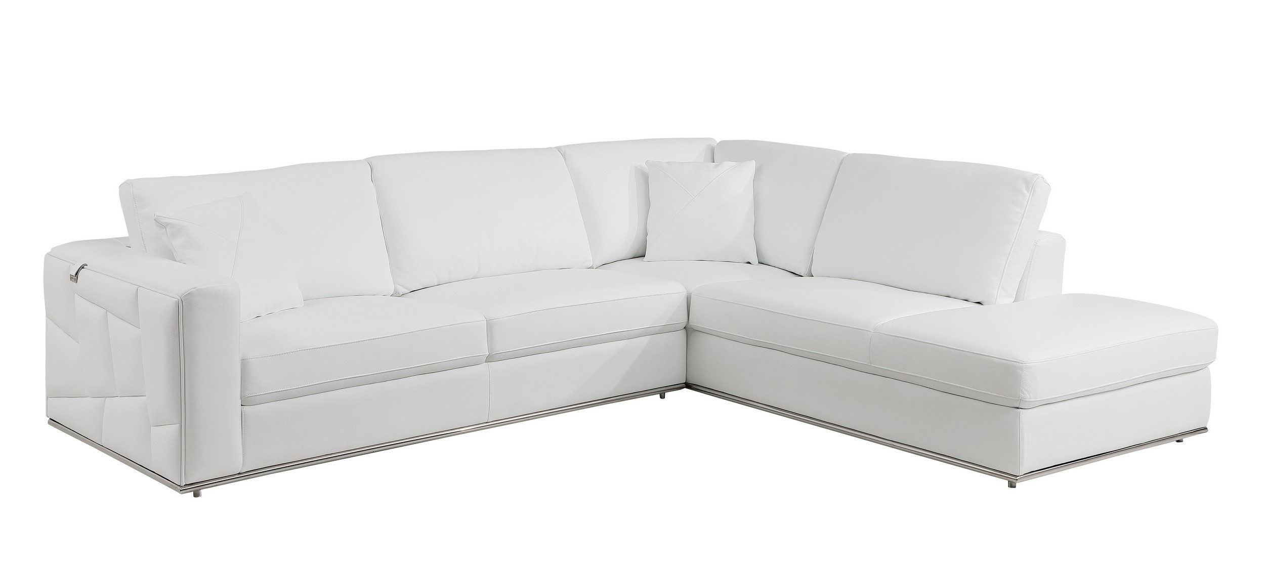GUF 998 Right Facing Sectional Sofa - White, Genuine Italian Leather