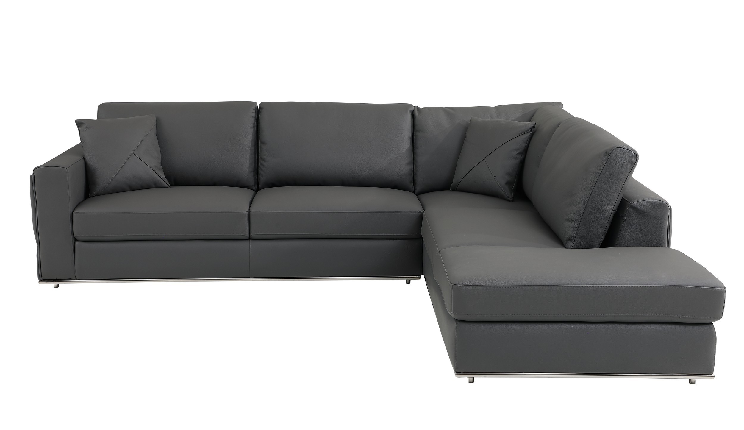 GUF 998 Right Facing Sectional Sofa - Dark Gray, Genuine Italian Leather