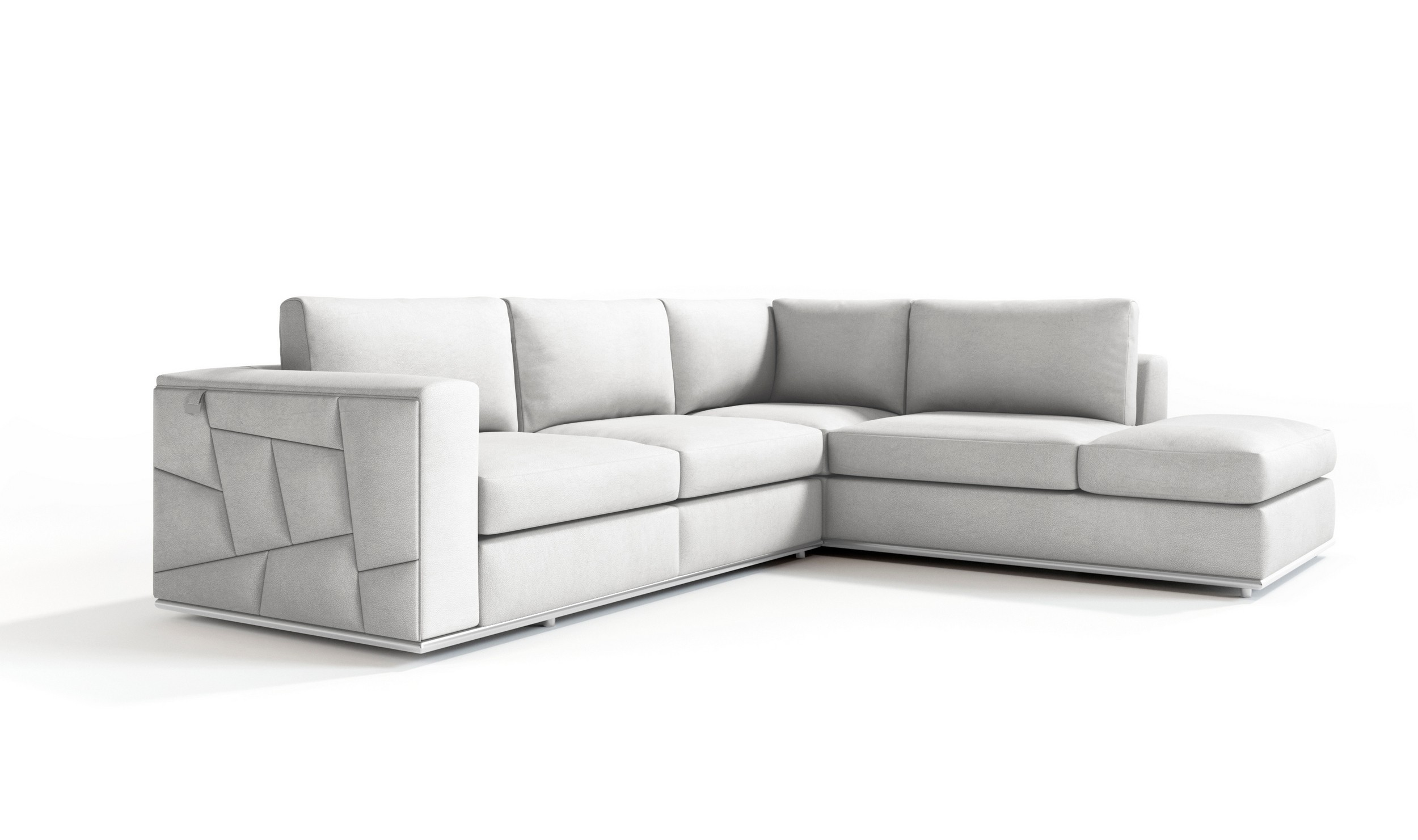 GUF 998 Right Facing Sectional Sofa - White, Genuine Italian Leather