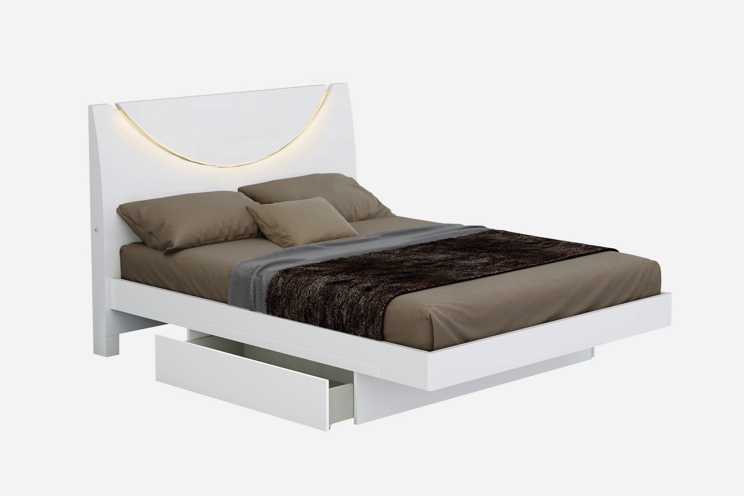GUF Bellagio Queen Size Bedroom Set - White, 4 Pieces
