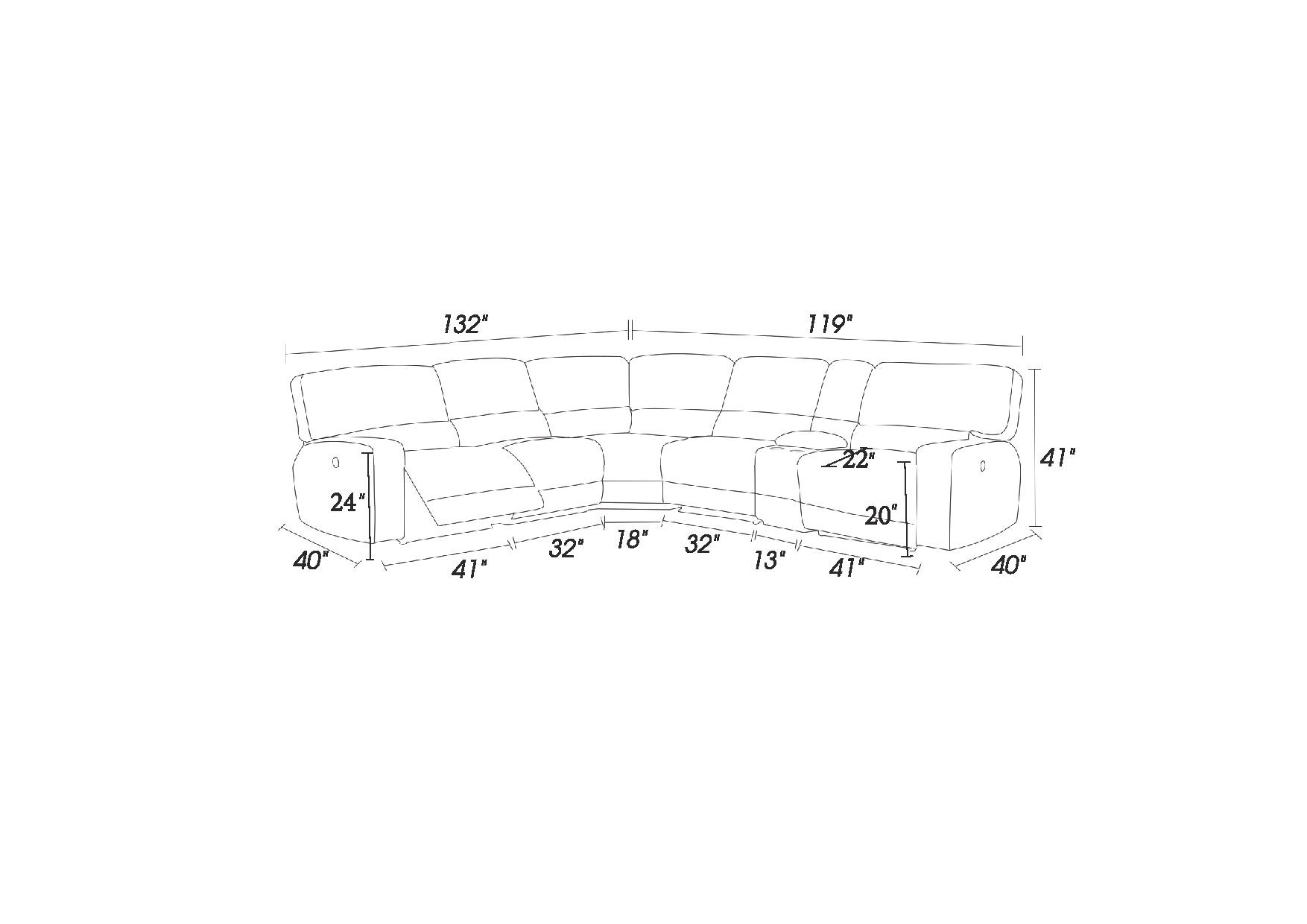 GUF - 9906 Sectional With Power Recliners in Brown, Chanille