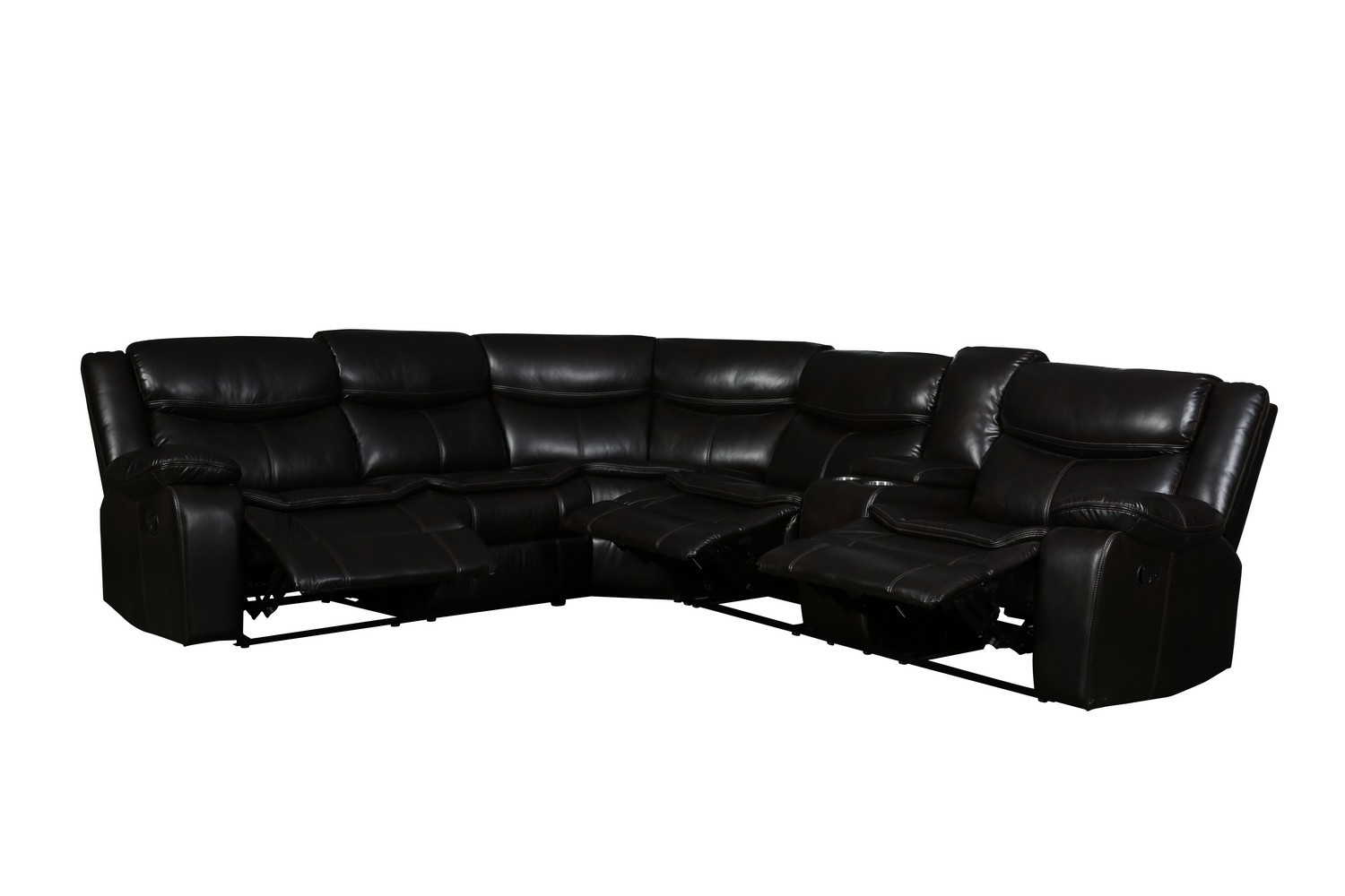 GUF 6967 Reclining Sectional - Brown, Leather Air