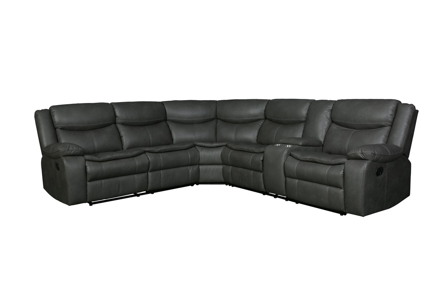 GUF 6967 Reclining Sectional - Gray, Leather Air