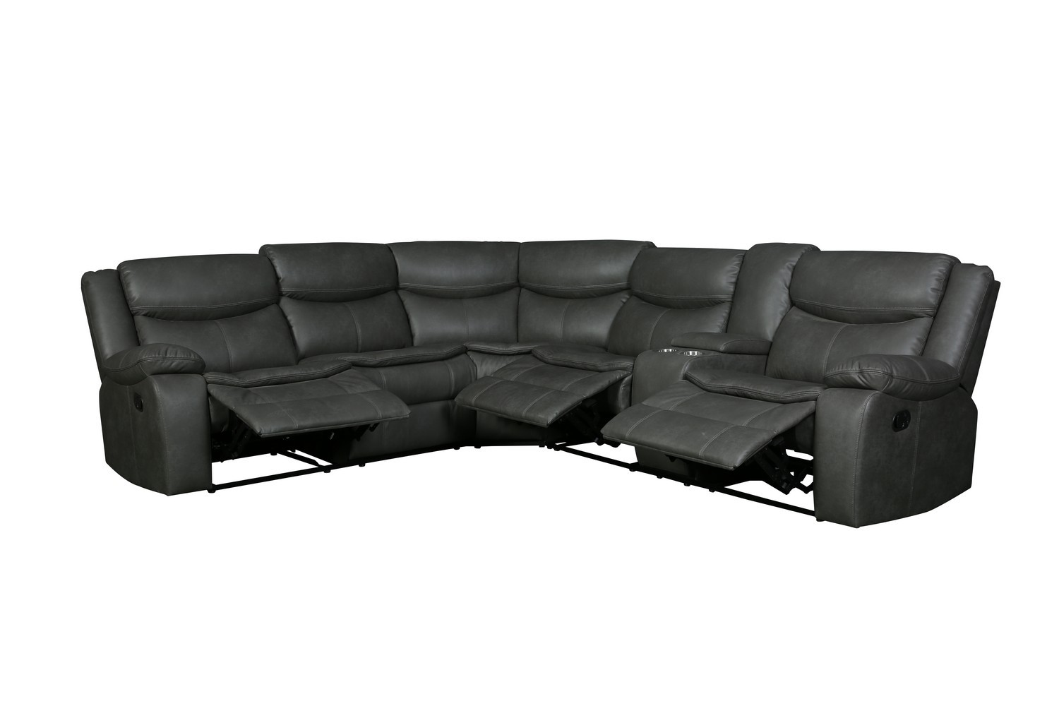 GUF 6967 Reclining Sectional - Gray, Leather Air
